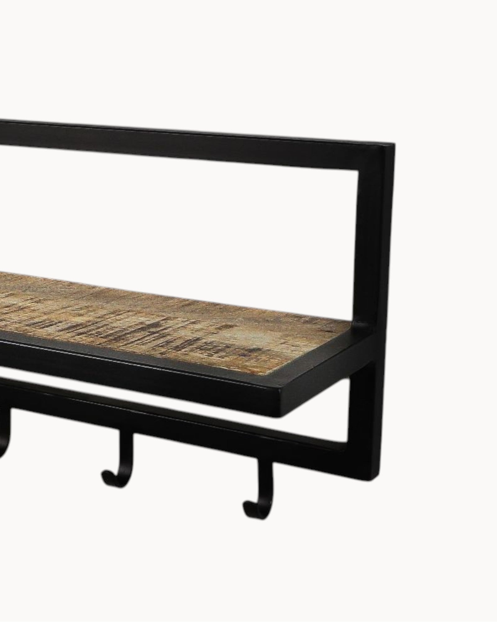 HSM Collection – Wandgarderobe mit Ablage, 5 Haken, Akazie/Schwarz, 66cm