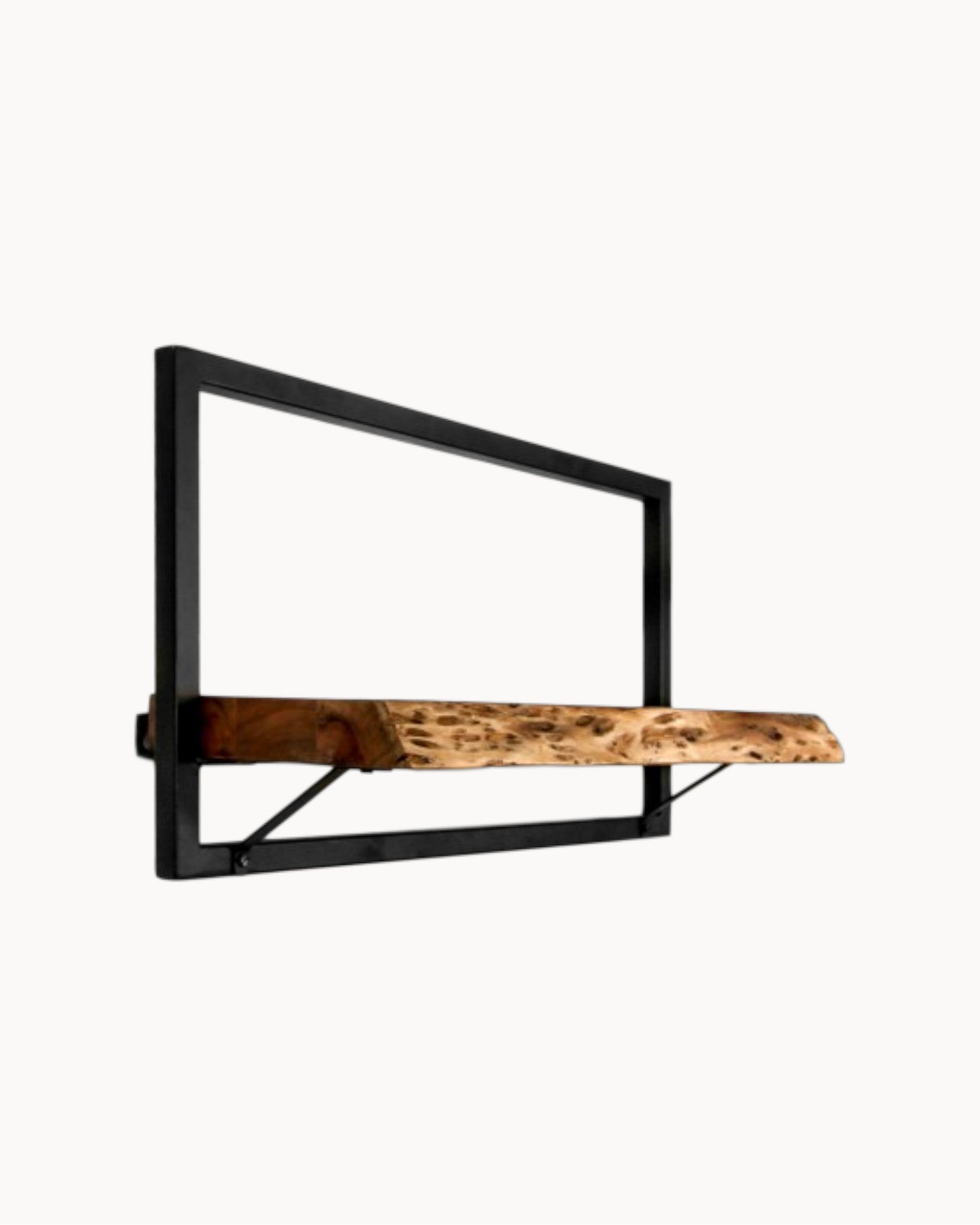 HSM Collection – Wandregal Levels Live Edge – Akazie/Schwarz – 56x22x32 cm