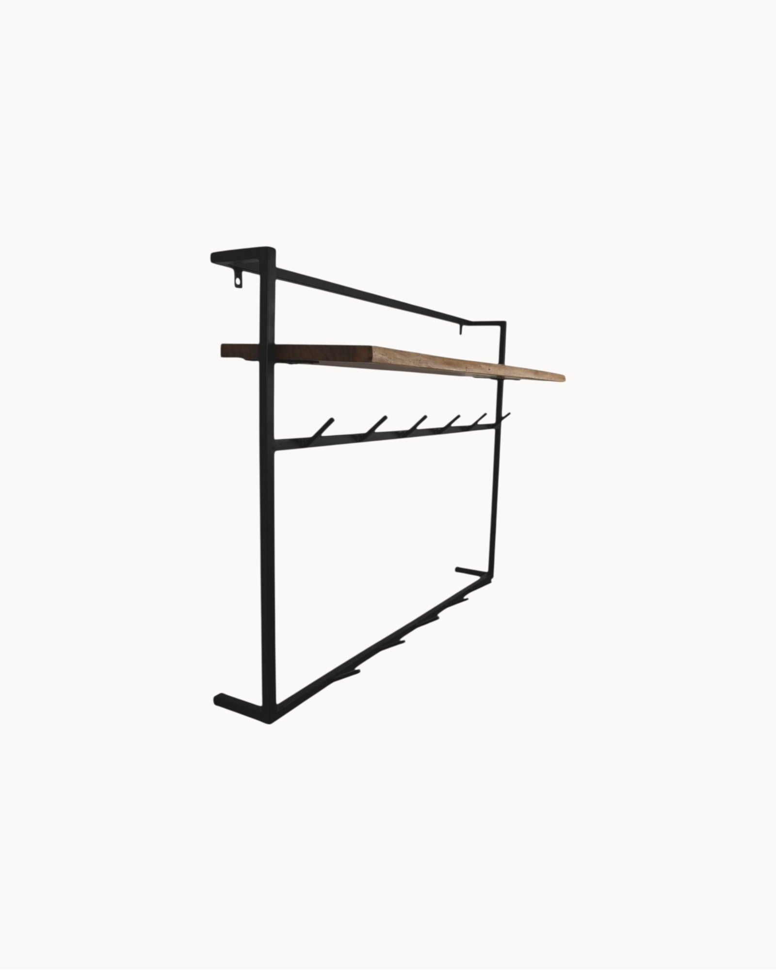 HSM Collection – Wandgarderobe – Akazienholz Natur/Schwarz – 100x30x80cm