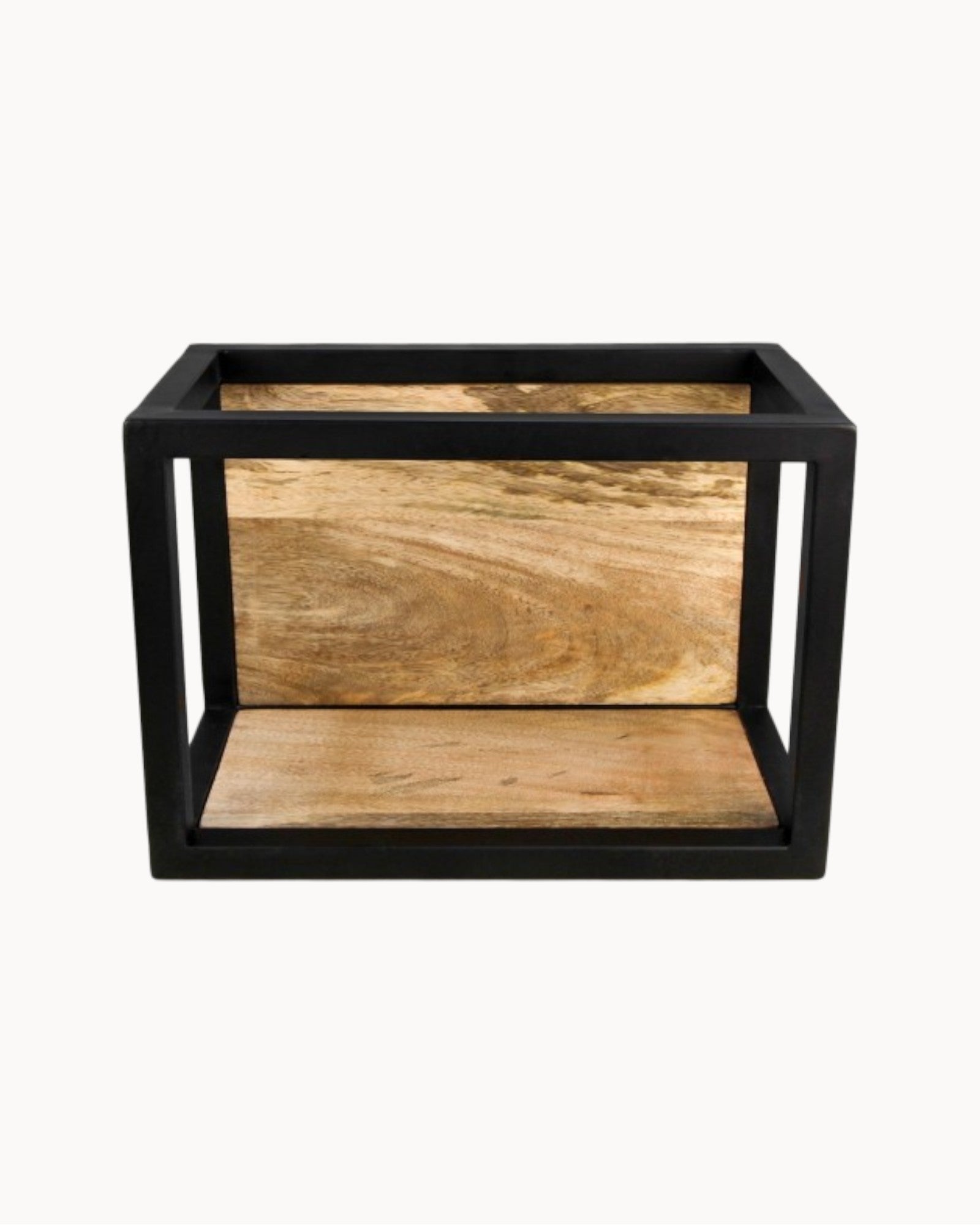 Wandregal Urban Levels - Mangoholz Metall - Natur Schwarz - 35x18x25 cm