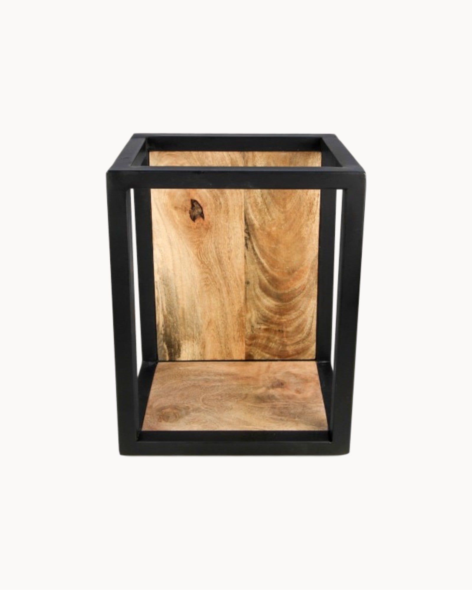 Wandregal Levels – Mango Holz/Metall – Natur/Schwarz – 25x18x35 cm