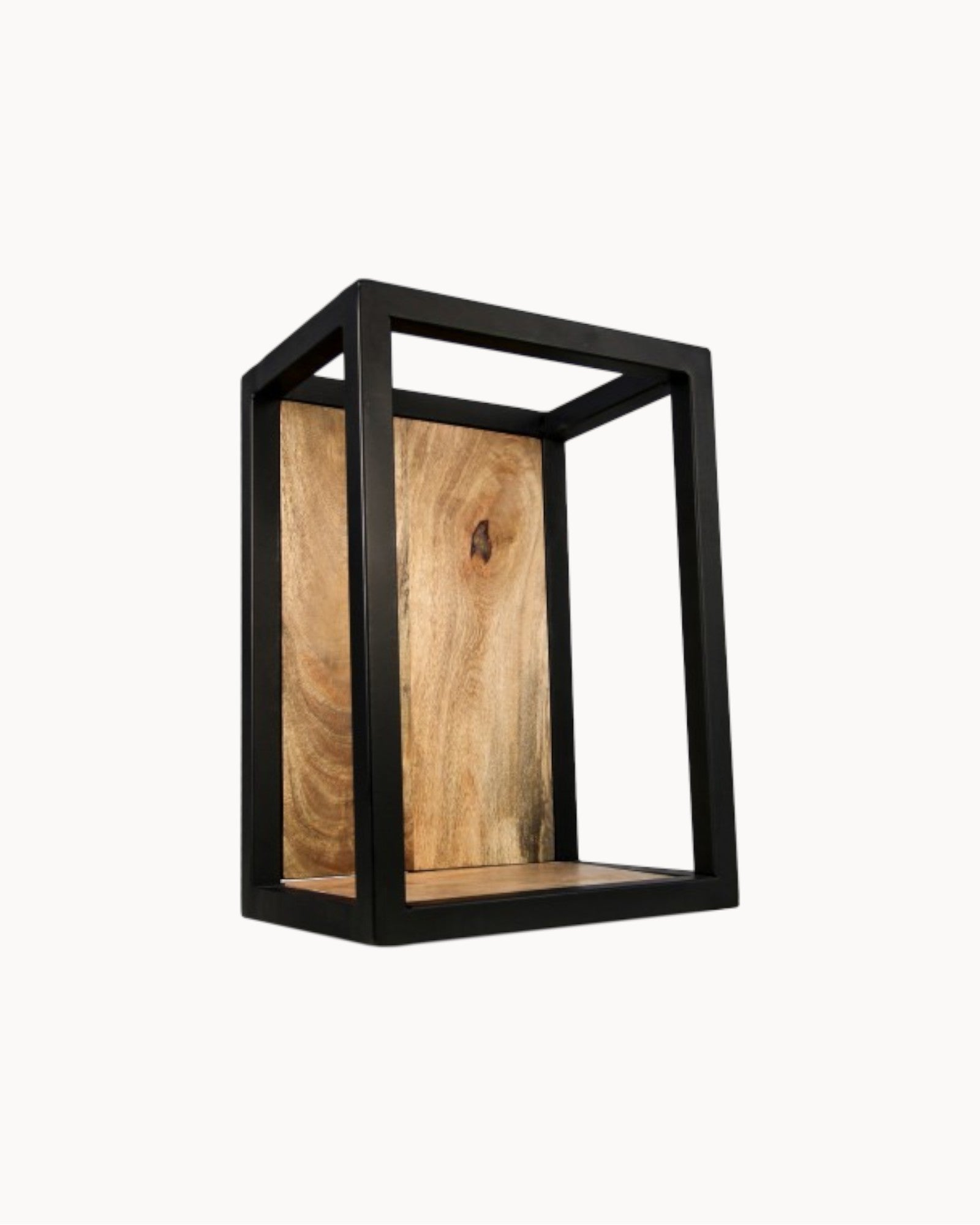 Wandregal Levels – Mango Holz/Metall – Natur/Schwarz – 25x18x35 cm