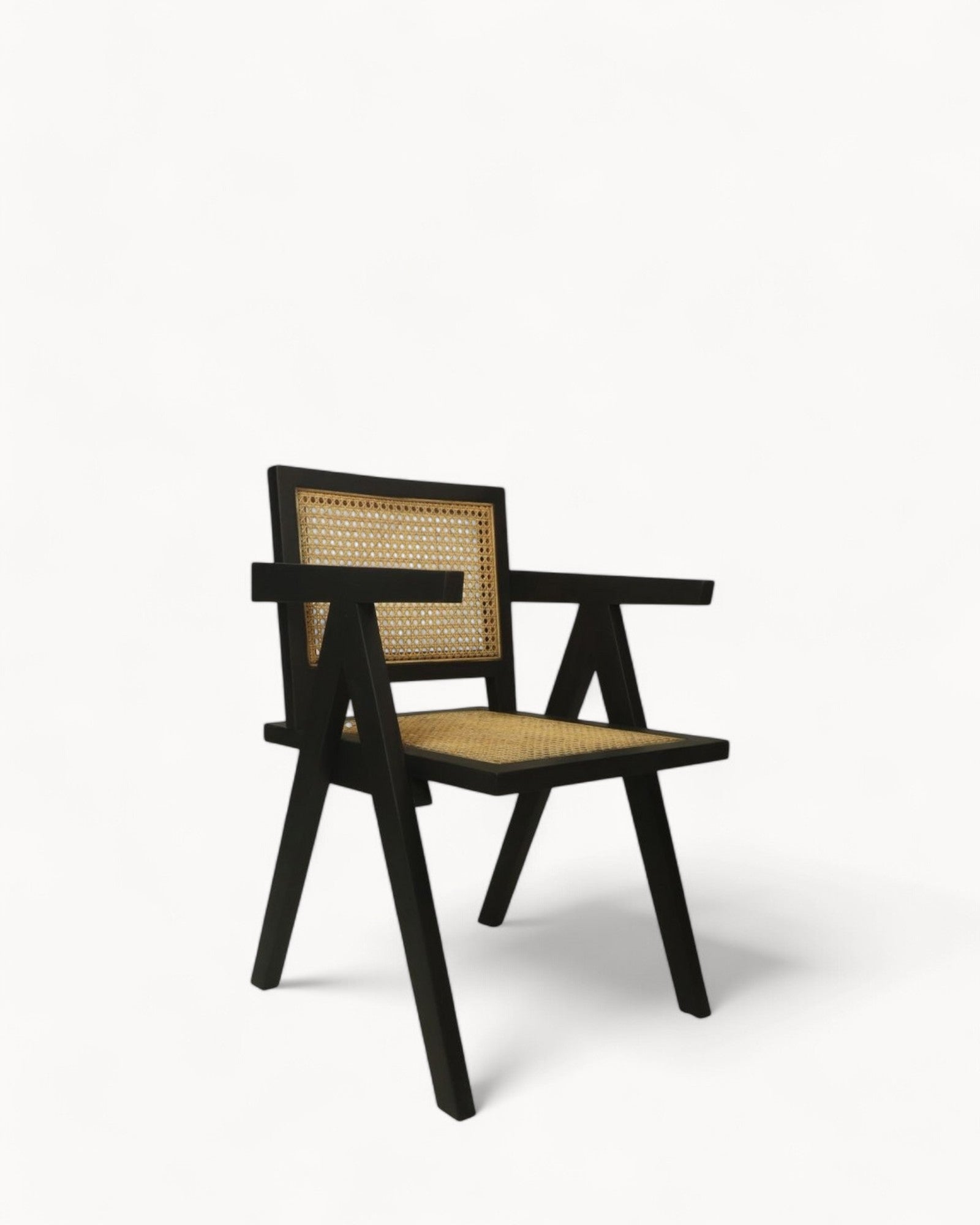 HSM Collection – Esszimmerstuhl – Schwarz/Natur – Mahagoni mit Rattan