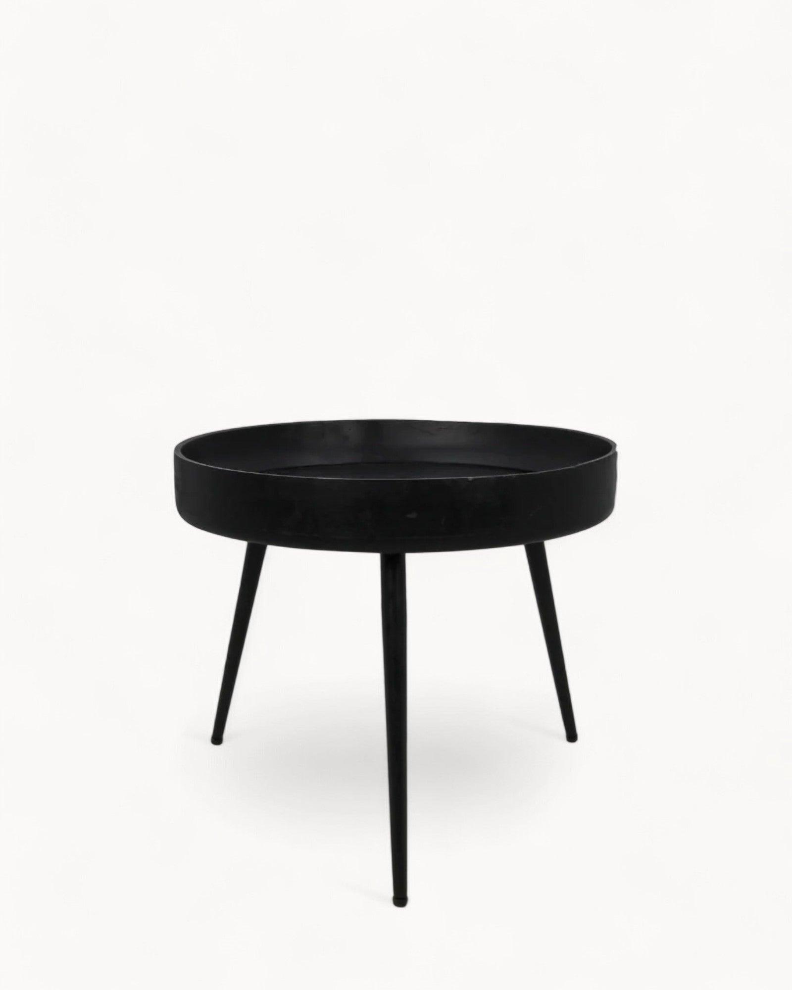 Beistelltisch Ventura - 50x50 cm - Schwarz - Mangoholz und Eisen