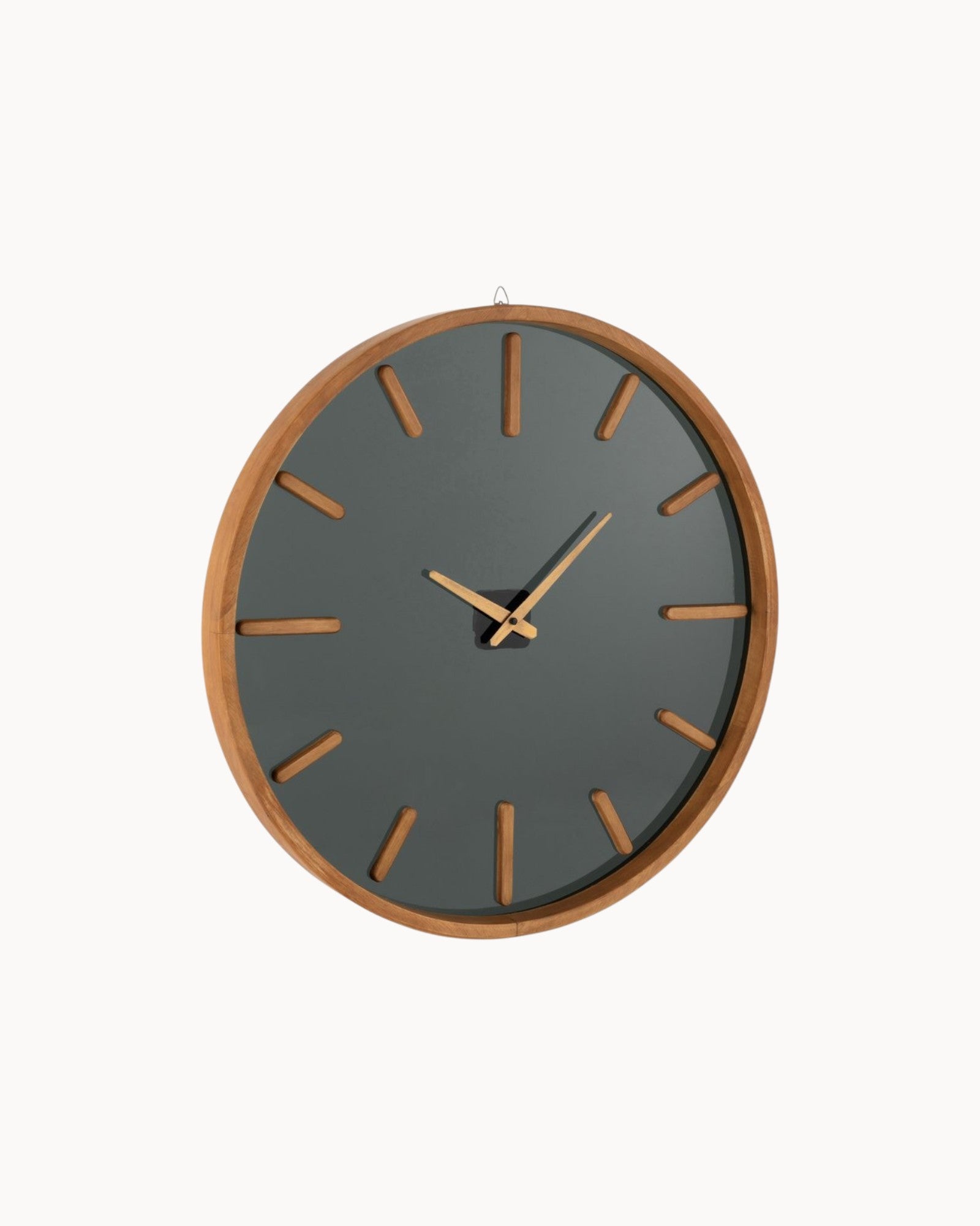 J-Line Runde Uhr – Holz/Glas – Braun/Schwarz – 80cm