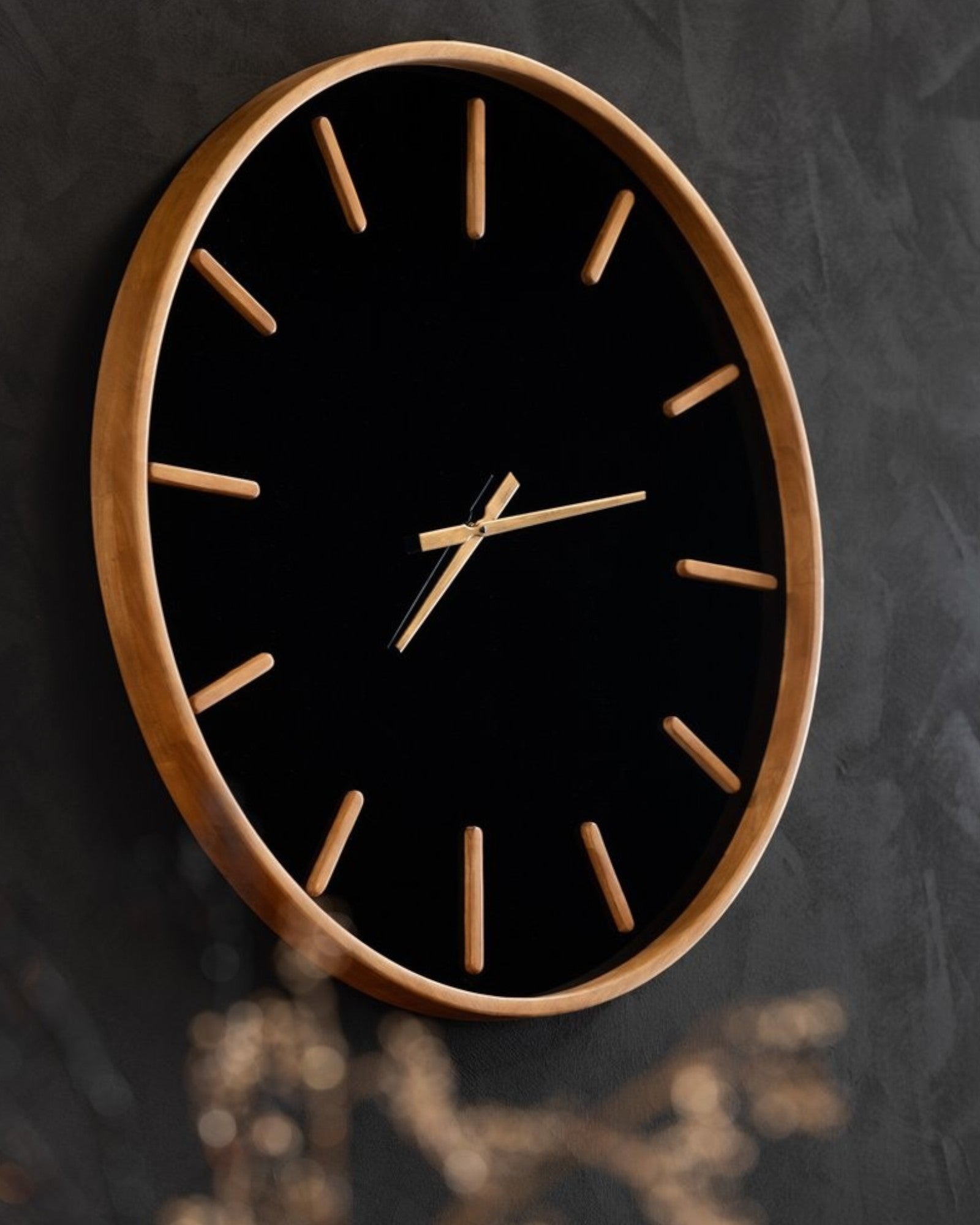 J-Line Runde Uhr – Holz/Glas – Braun/Schwarz – 80cm