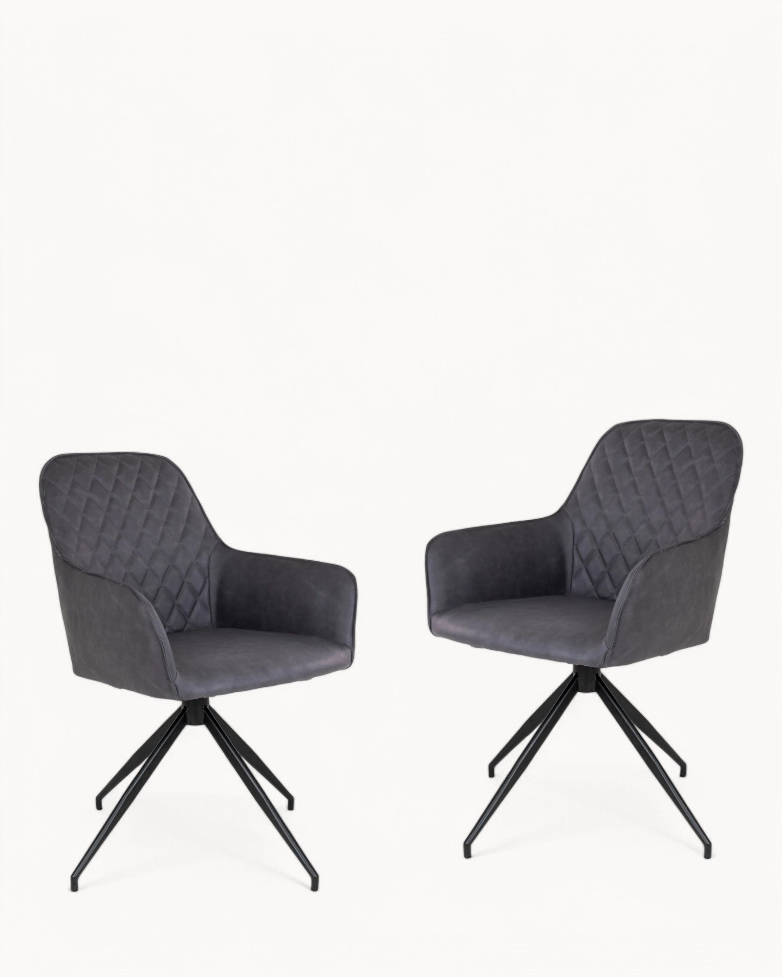 Harbo Dining Chair – Drehstuhl in Dunkelgrau mit schwarzem Metallgestell