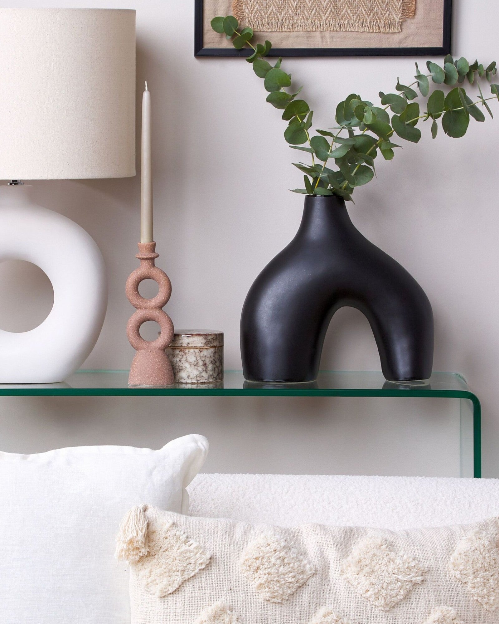 Lamia Vase – Handgefertigte schwarze Porzellan-Blumenvase, 31 cm