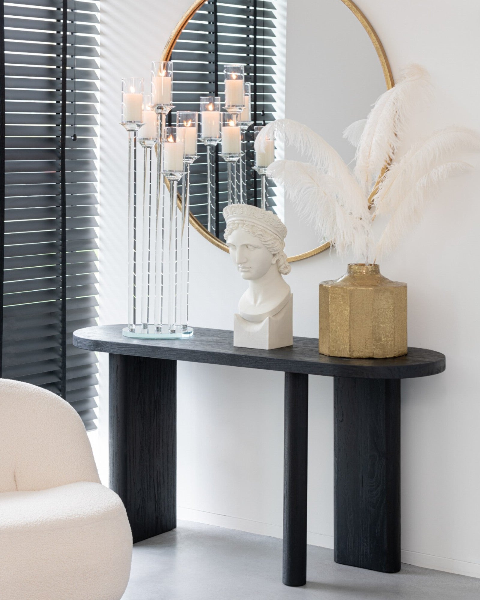 Holztisch – Modern Schwarz – Teakoptik – 150x50 cm – Robuste Qualität