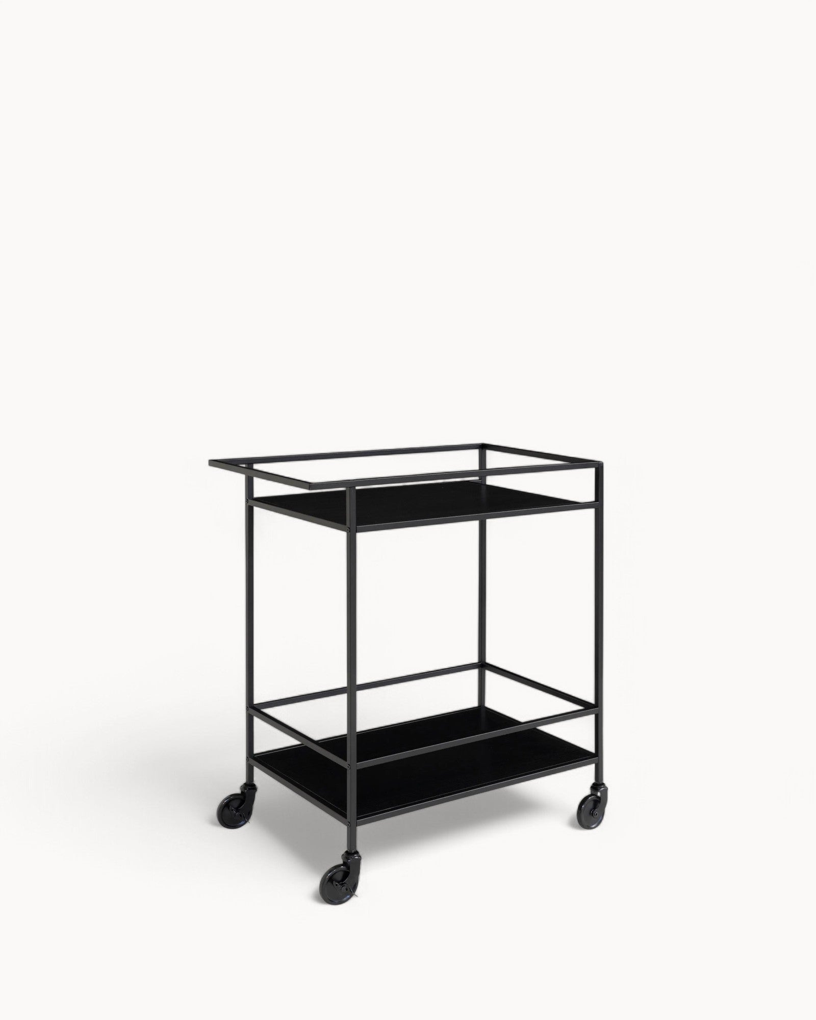 Vita Servierwagen – Schwarz – Metallrahmen mit 2 Ablagen – 68x40x79 cm