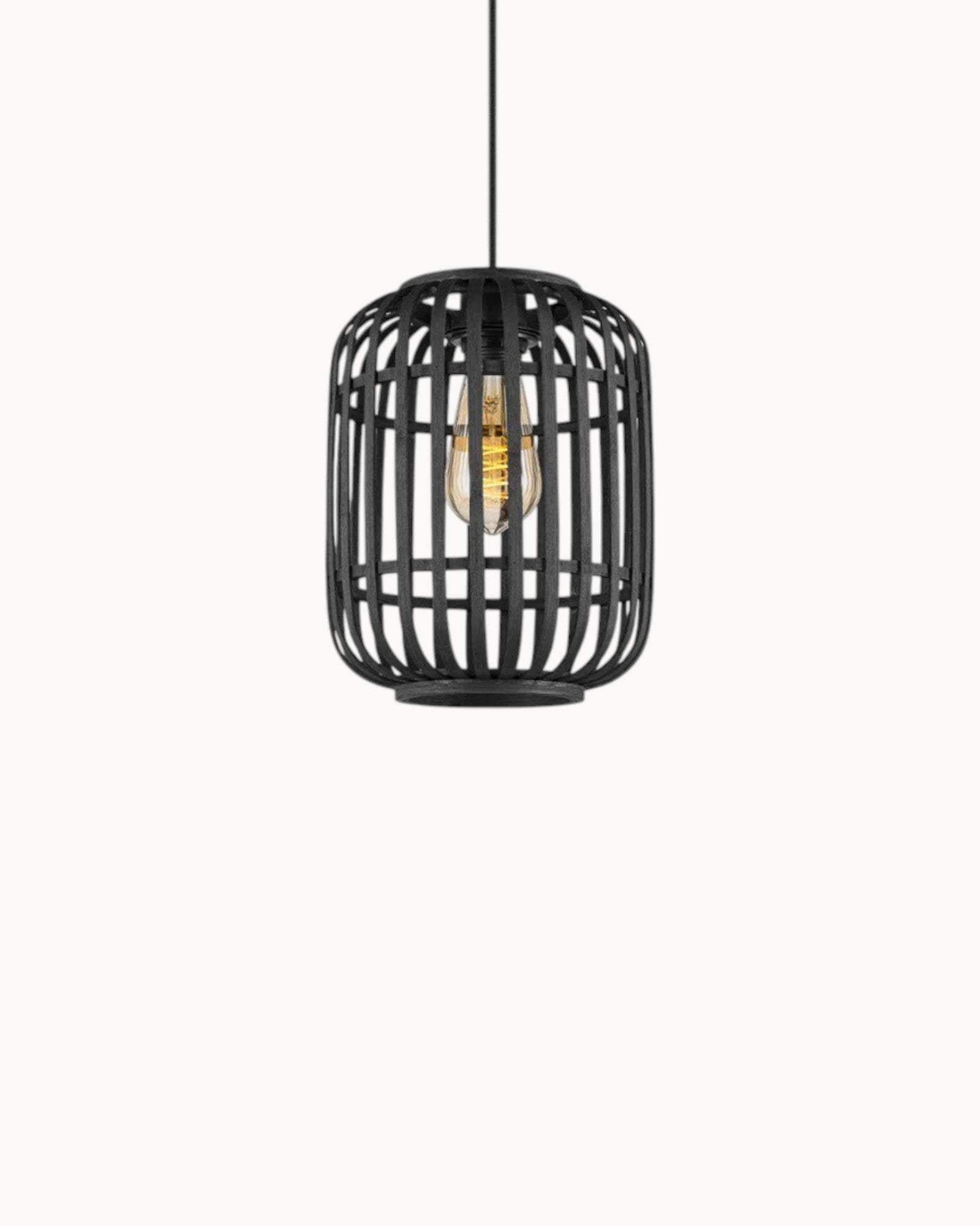 Home Sweet Home Bohemian Pendelleuchte – Schwarzes Bambus-Schirm Ø21,5 x 131 cm