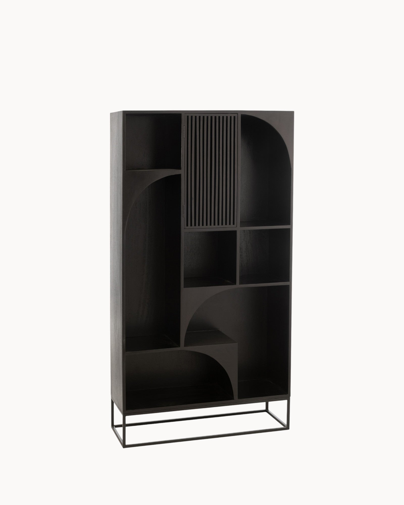 Regal Mode – Mangoholz & MDF Schwarz, 168 cm Hoch