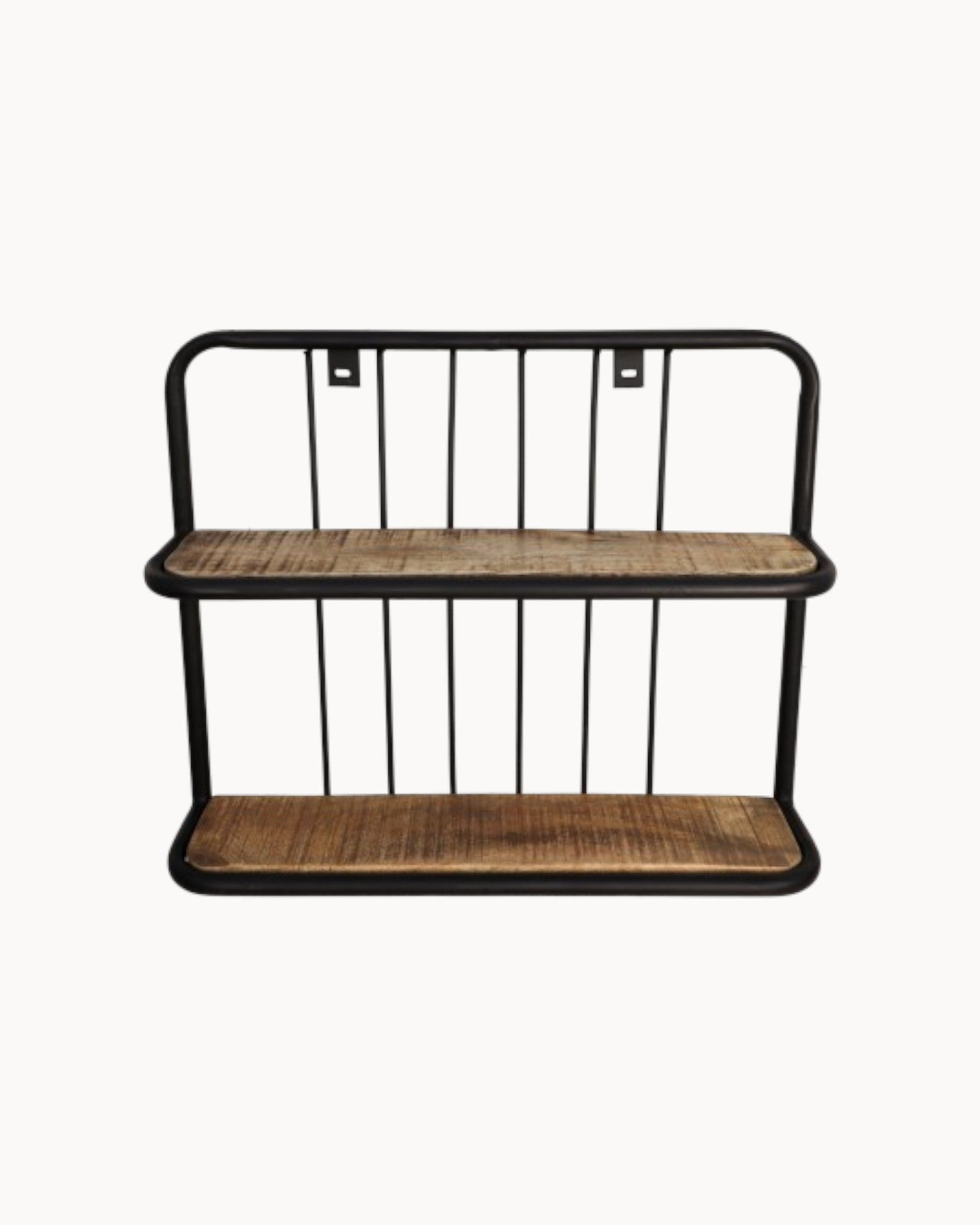 Wandregal – HSM Collection – Mangoholz & Metall – 50x12x50 cm – Natur/Schwarz