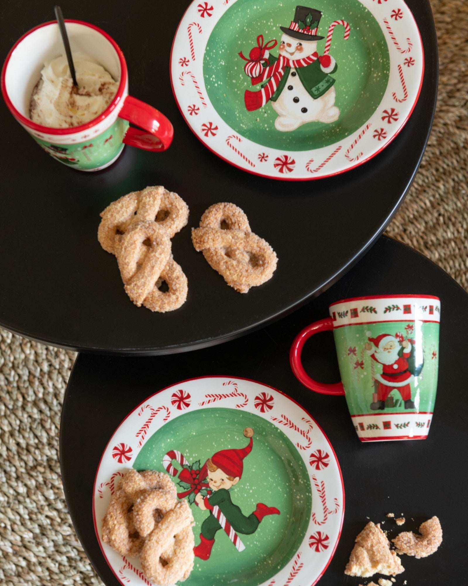 J-Line – Beistelltisch-Set – Rund Schwarz Metall – 2er Set, 40 cm