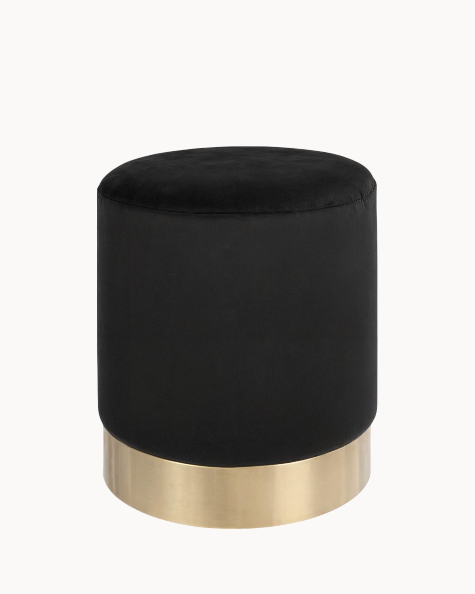 House Nordic – Pouf aus schwarzem Samt mit messingfarbenem Stahlfuß