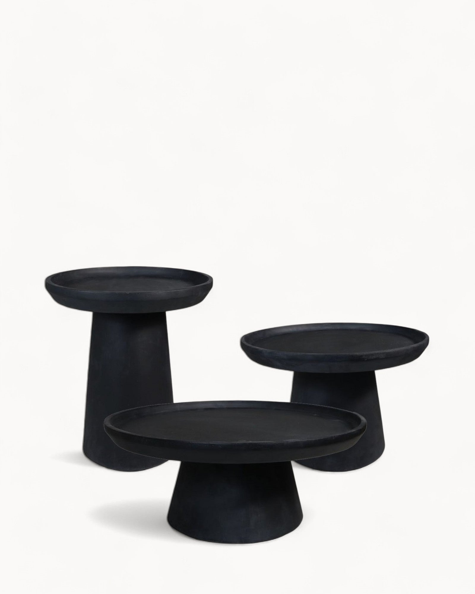 HSM Collection – Couchtisch Drum 45x45x50 cm – Mattschwarz – Mangoholz