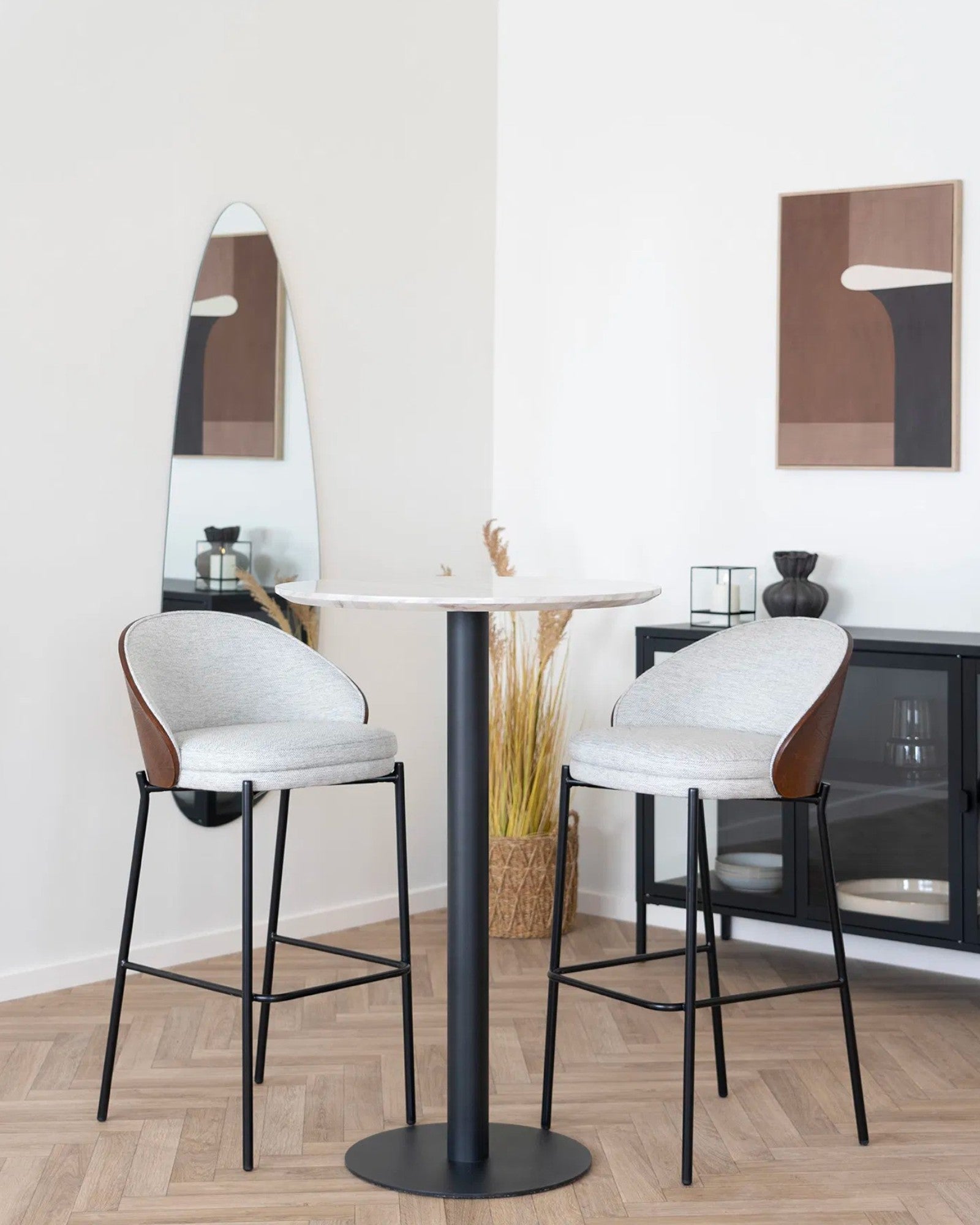 House Nordic – Canelas Barstuhl 2er-Set, grau/braun/schwarz