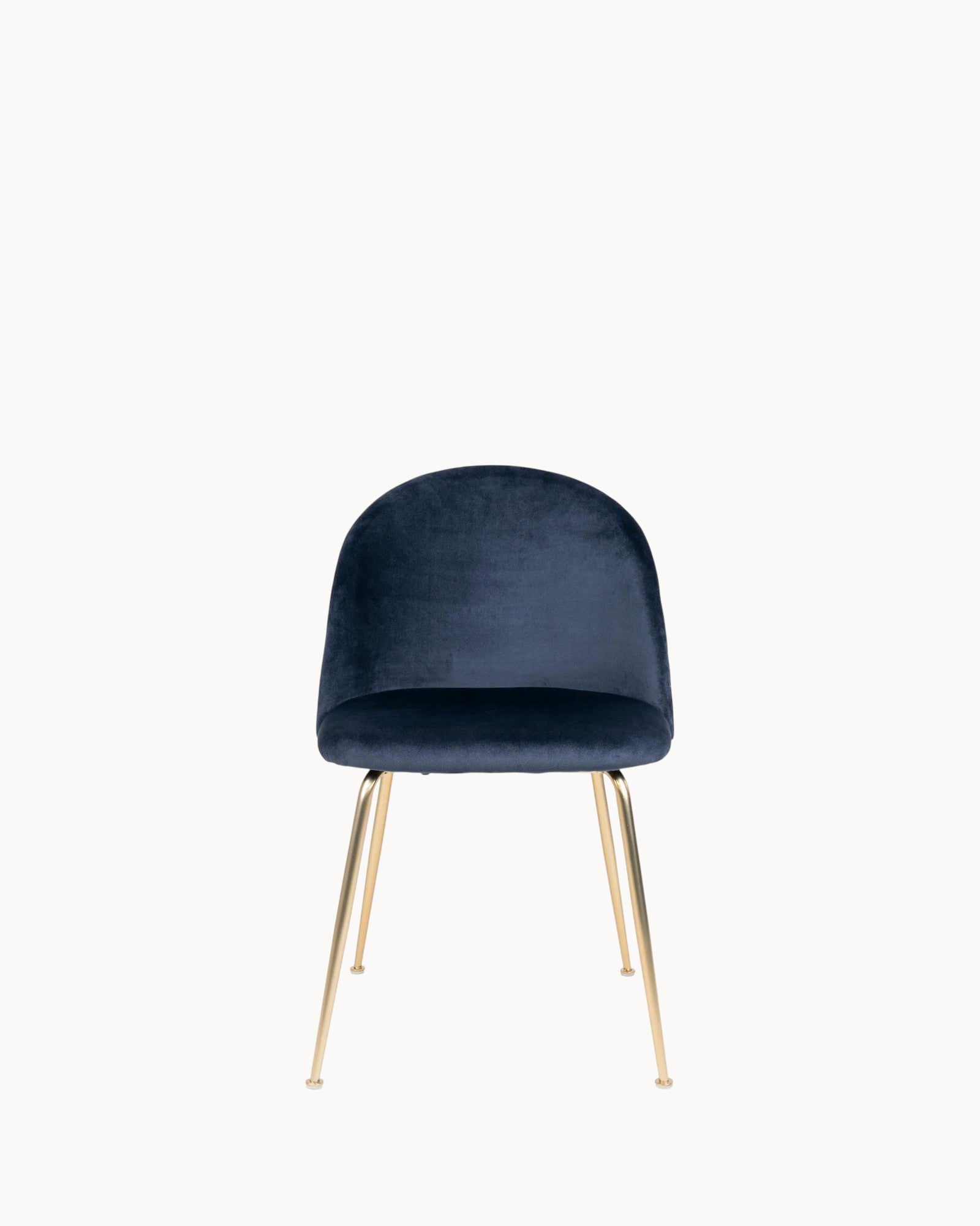 Esszimmerstuhl-Set – Blaues Samt mit Messingbeinen – 2er-Set
