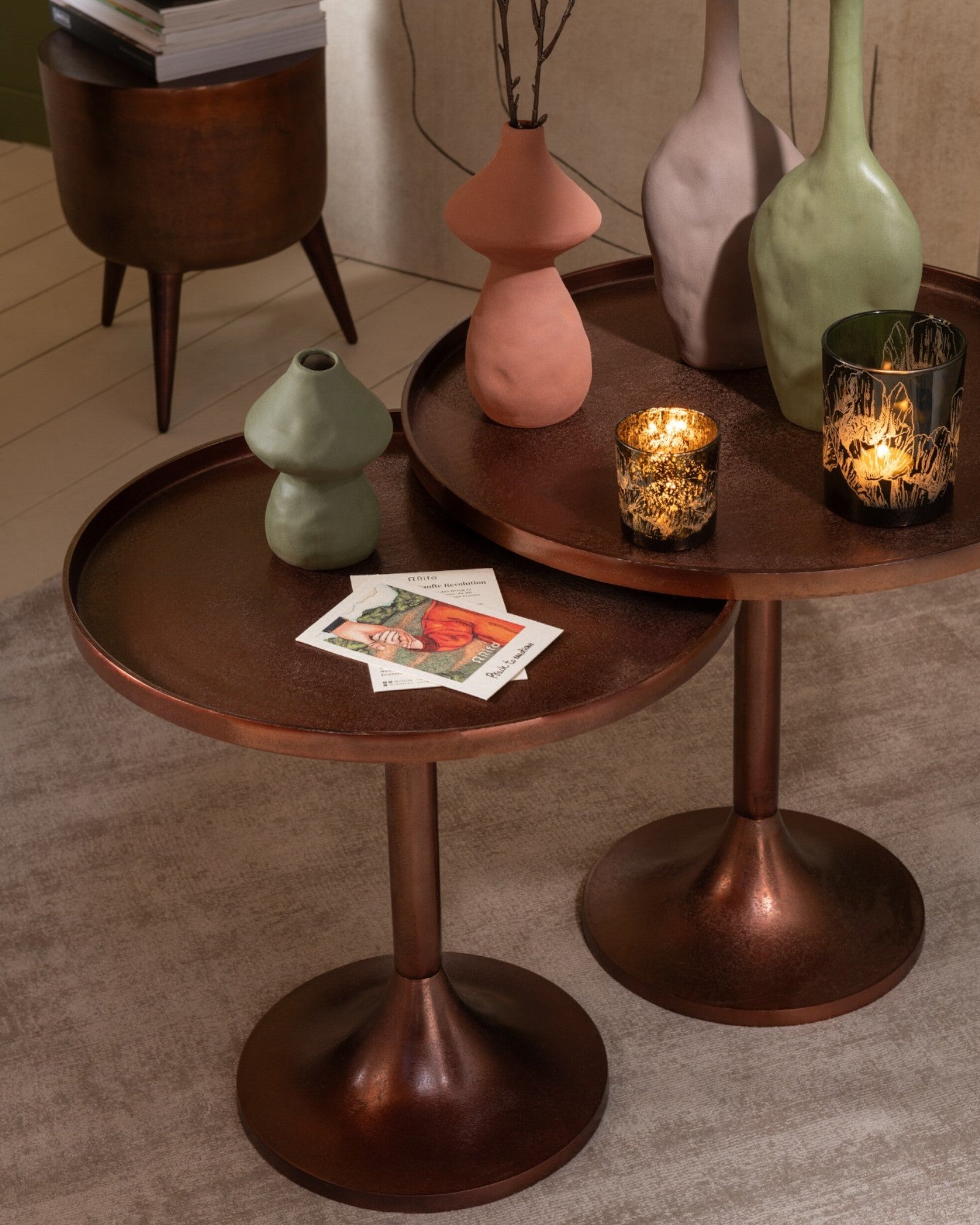 J-Line – Beistelltisch Set – Aluminium Bronze, 2er Set, modernes Design