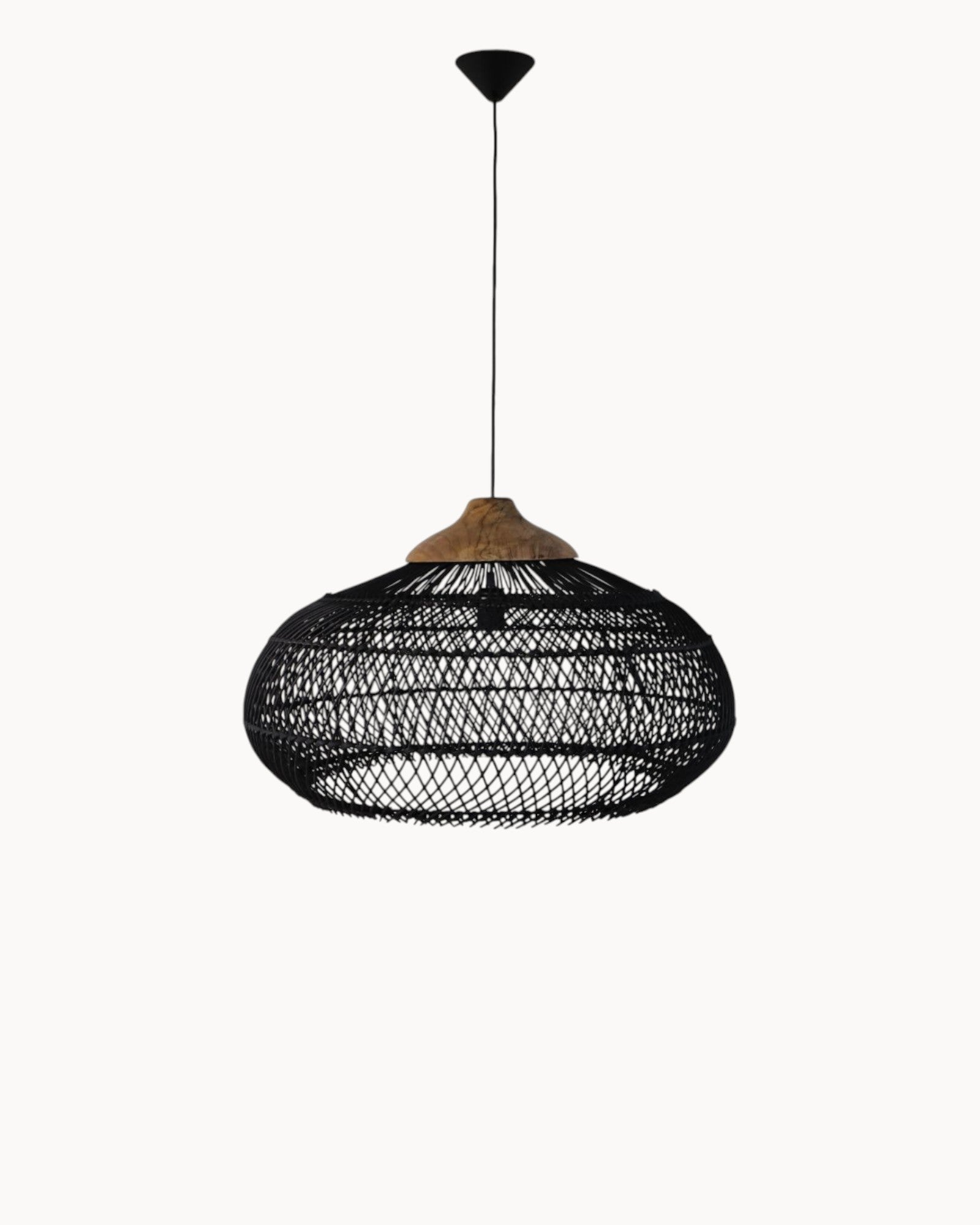 Hängelampe Rattan Teak – HSM Collection – Schwarz/Natur – 65 cm