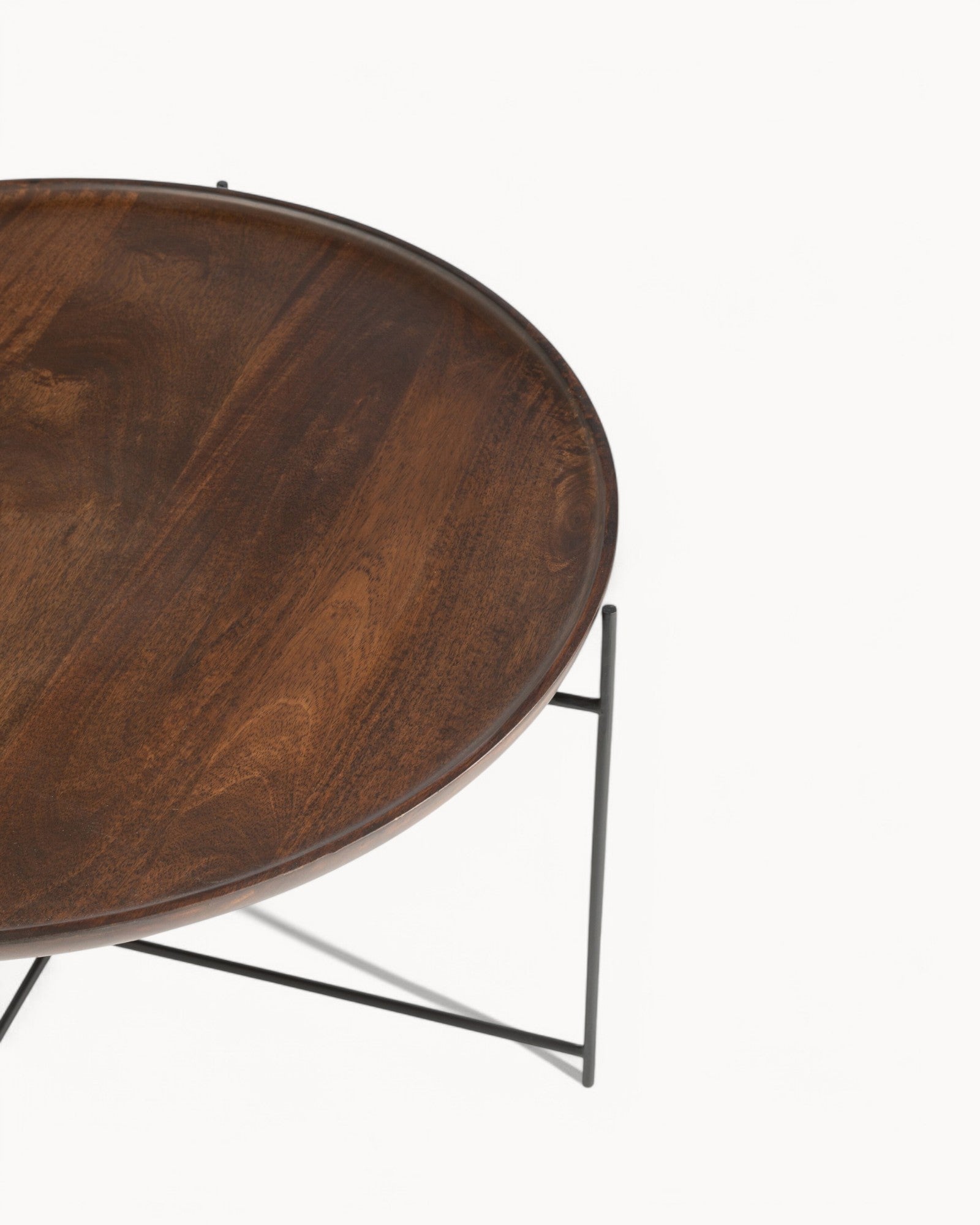 J-Line – Couchtische rund – Mango Holz & Eisen – Braun/Schwarz – 80cm