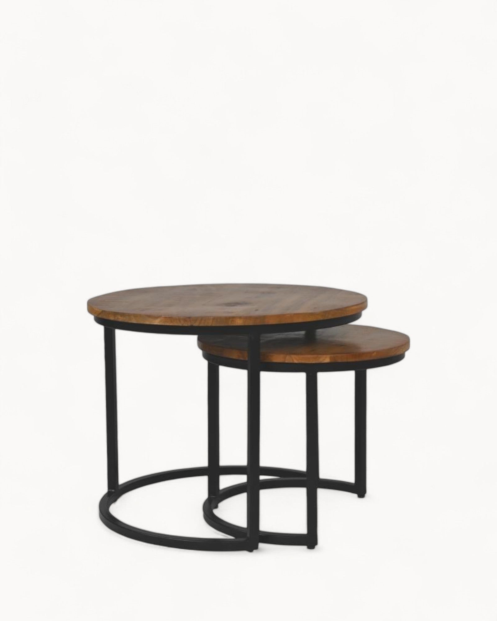 HSM Collection - Runder Couchtisch Ronin S/2 ø60/45 cm - Mangoholz/Stahl