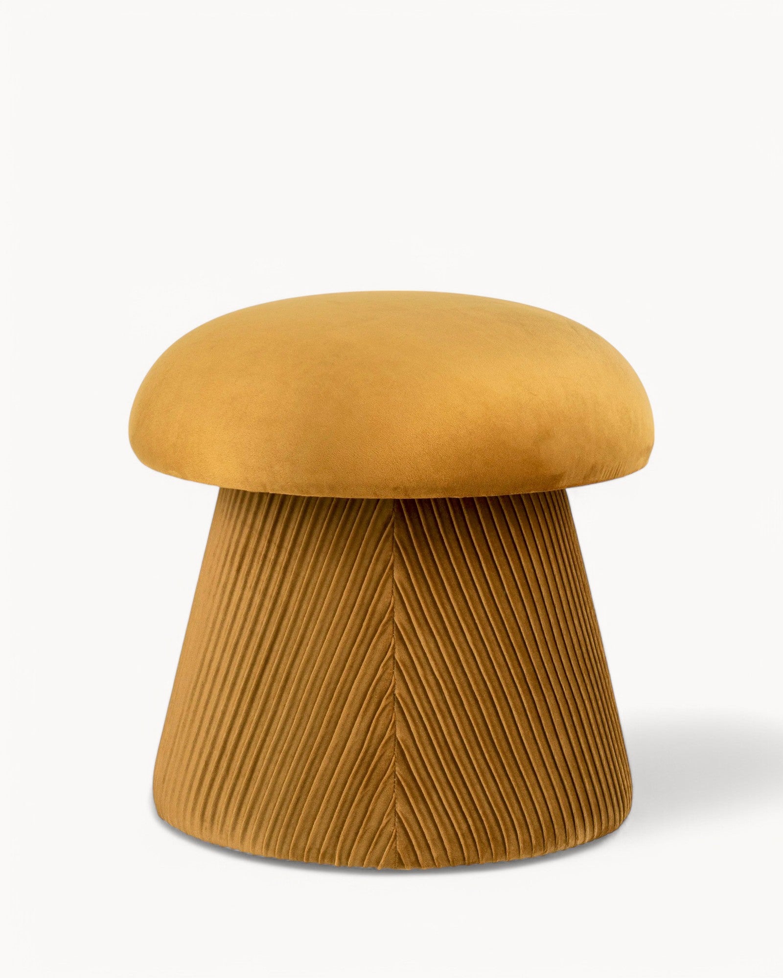 Hampton Pouf – Samt, Ocker, Ø41x39 cm – Kompakter Sitzhocker