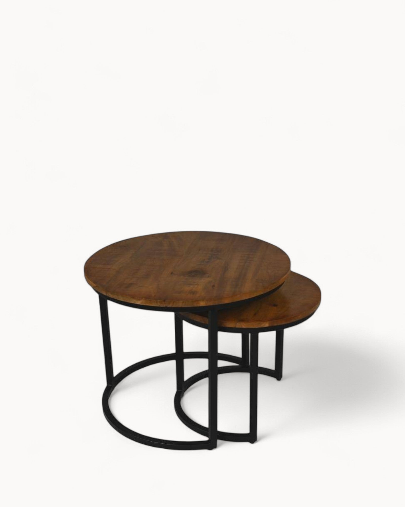 HSM Collection - Runder Couchtisch Ronin S/2 ø60/45 cm - Mangoholz/Stahl