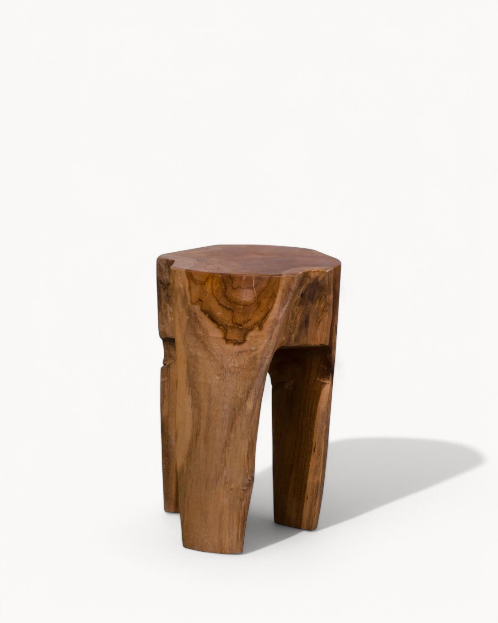 Rose Hocker – Teakholz, Natur, 3 Beine, Ø26x40 cm, Sitzhöhe 40 cm