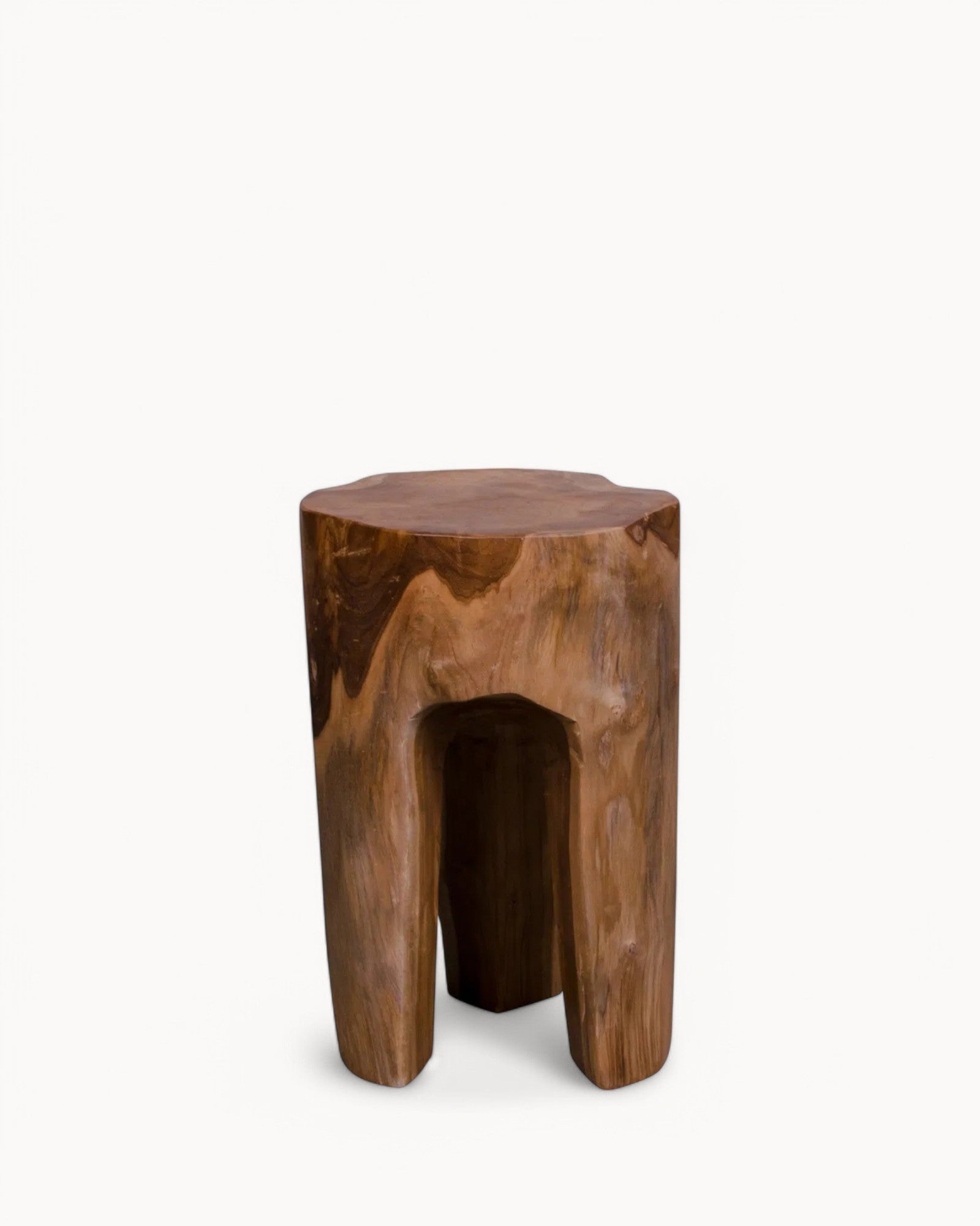 Rose Hocker – Teakholz, Natur, 3 Beine, Ø26x40 cm, Sitzhöhe 40 cm