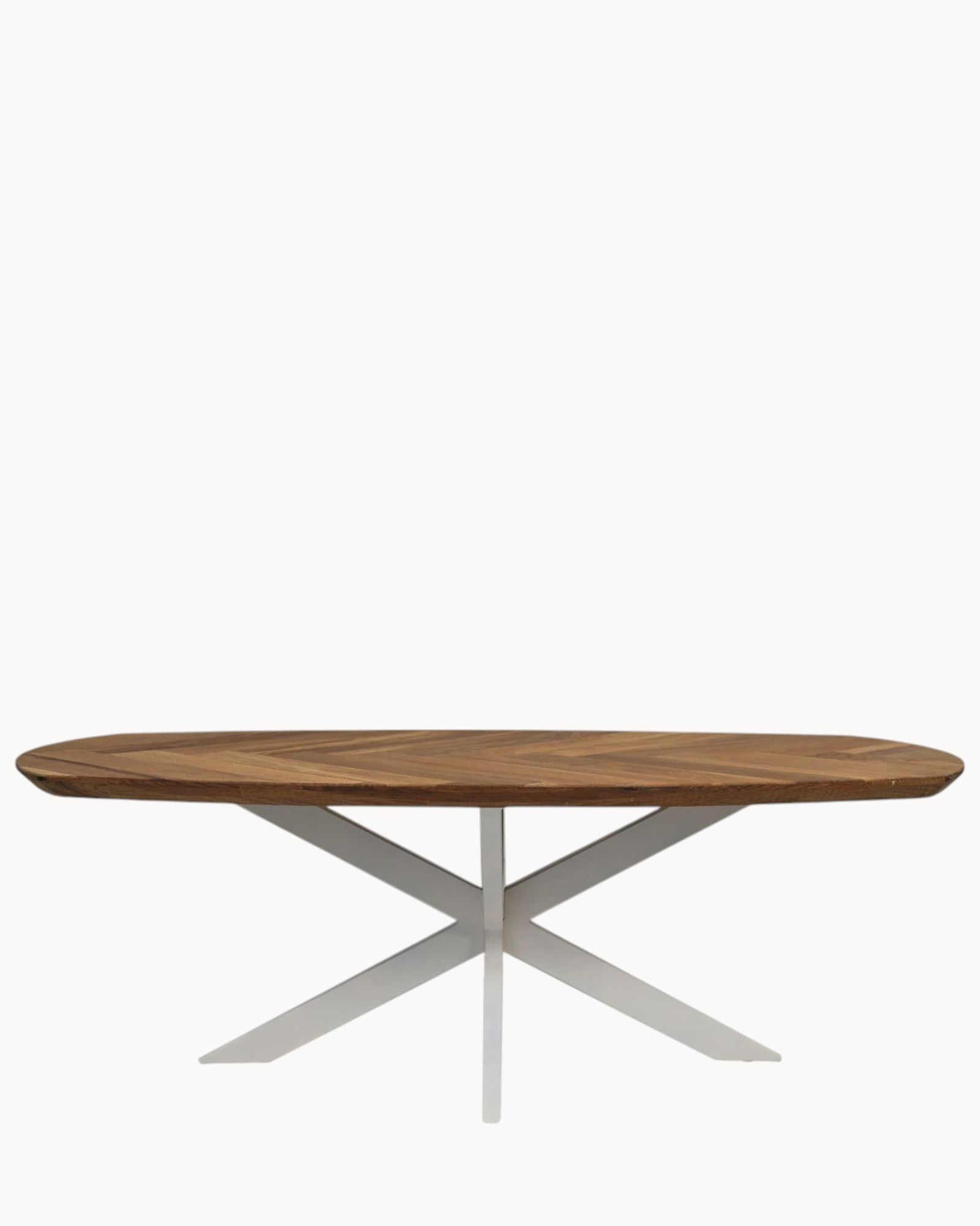 Couchtisch Fishbone Danish - 120x60x43 - Eiche/Metall - Natur/Weiß