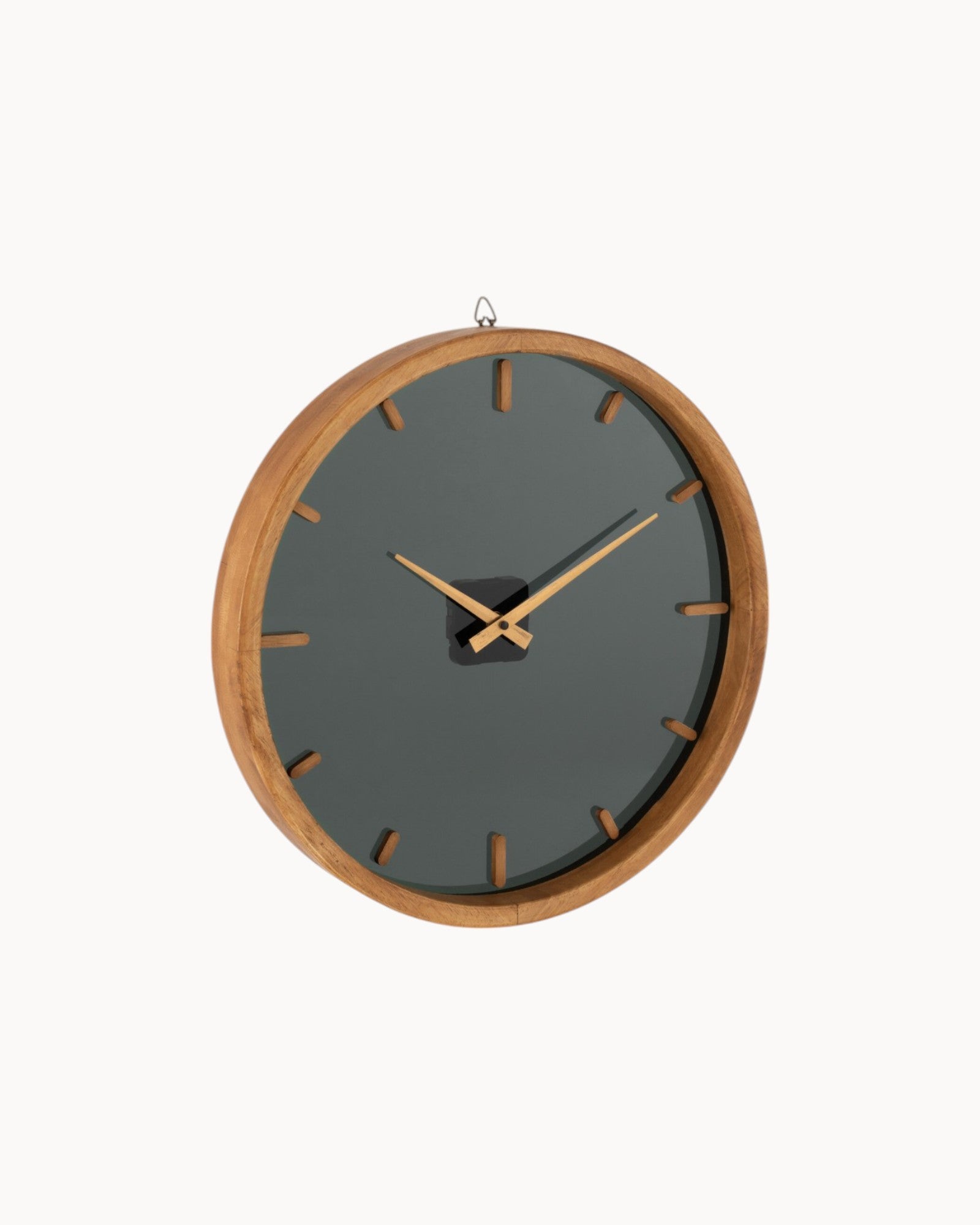 J-Line – Wanduhr Rund – Holz & Glas | Braun/Schwarz | Ø 40 cm