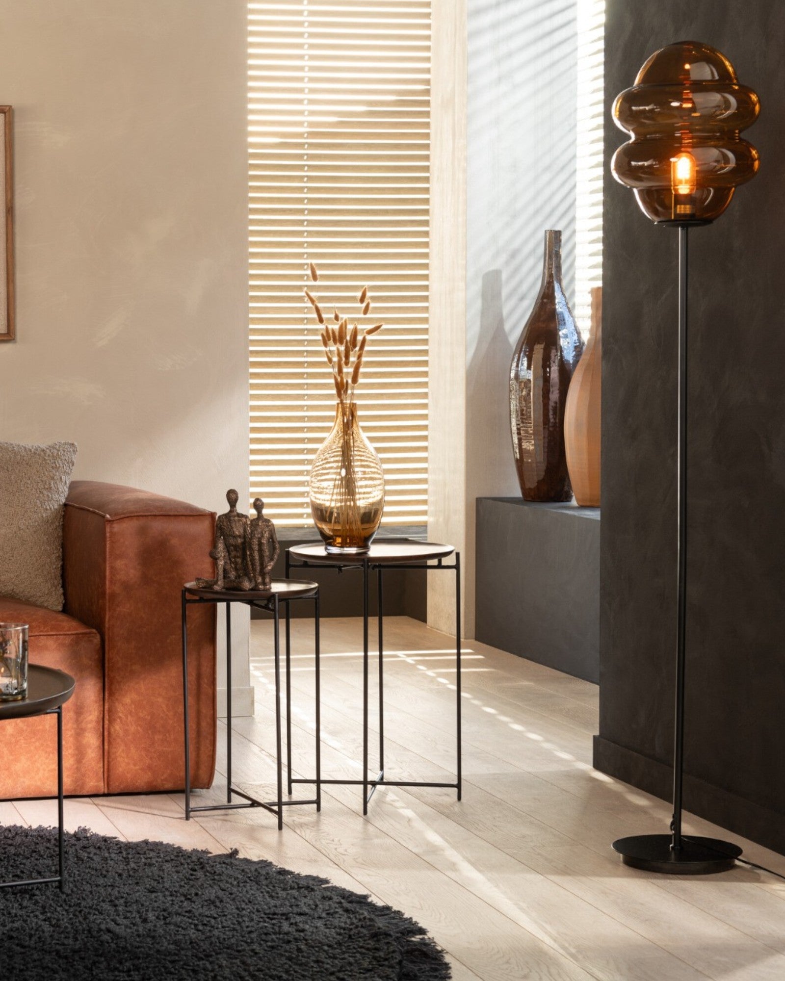 J-Line – Beistelltisch Rund – Mangoholz & Eisen – Braun/Schwarz, 2er-Set