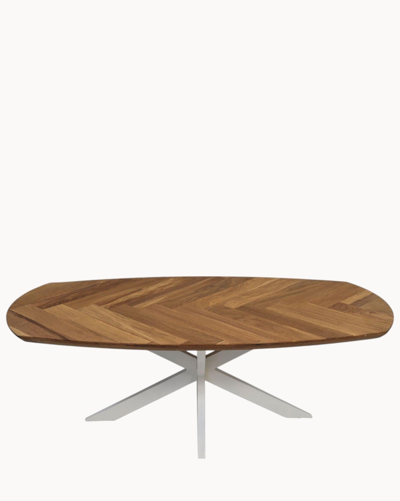 Couchtisch Fishbone Danish - 120x60x43 - Eiche/Metall - Natur/Weiß