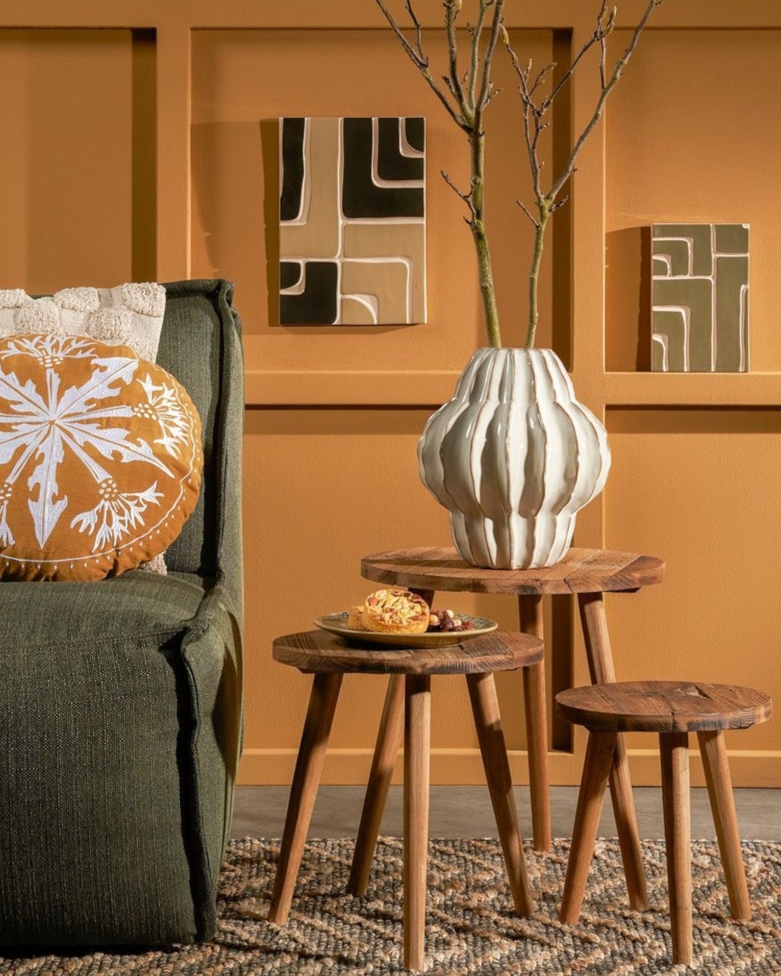 Beistelltisch aus Holz – Rund Ø33 cm – Braun – Natürliches Design