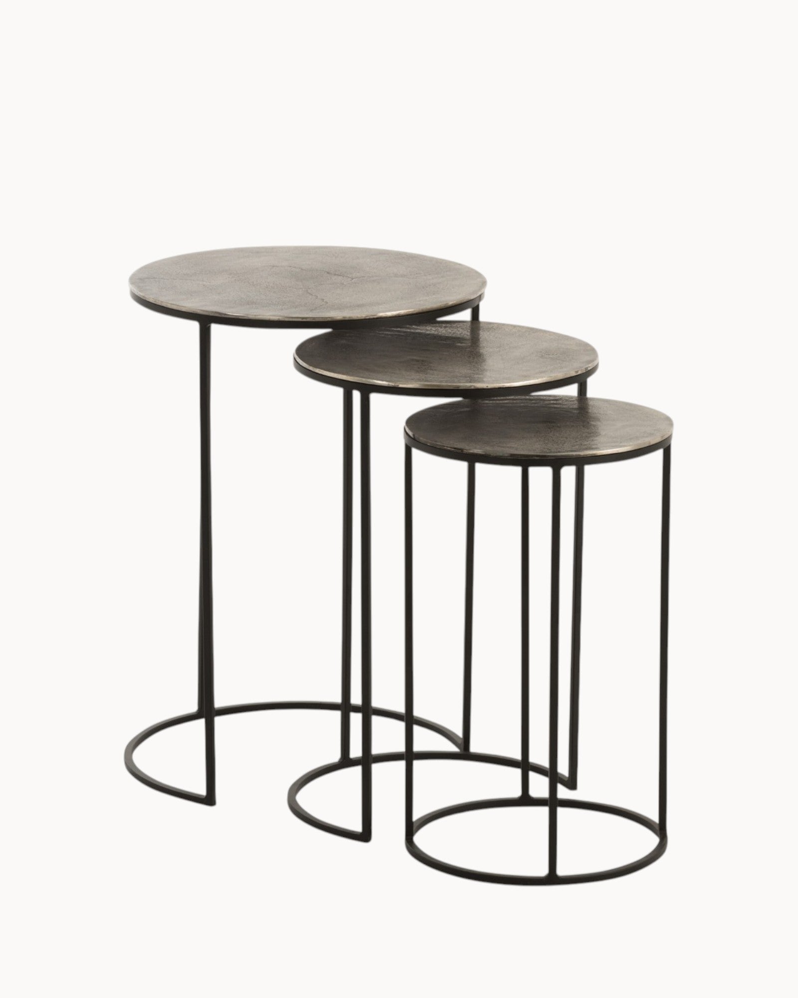 J-Line – Set aus 3 Beistelltischen – Rundes Aluminium – Schwarz/Grau