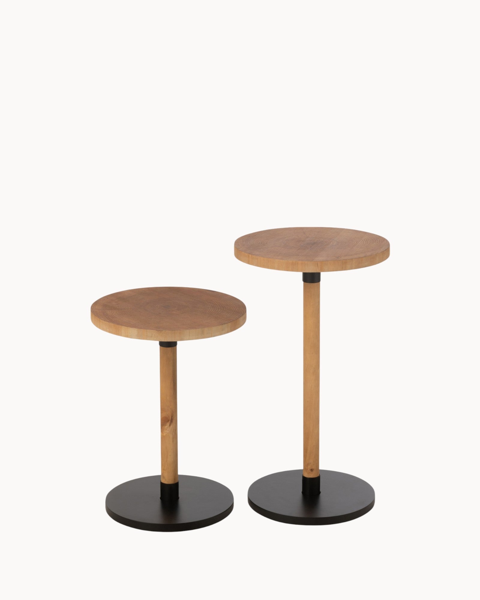 J-Line – Beistelltisch-Set Ron – 2er Set, Holz, Natur/Schwarz, 35x35 cm