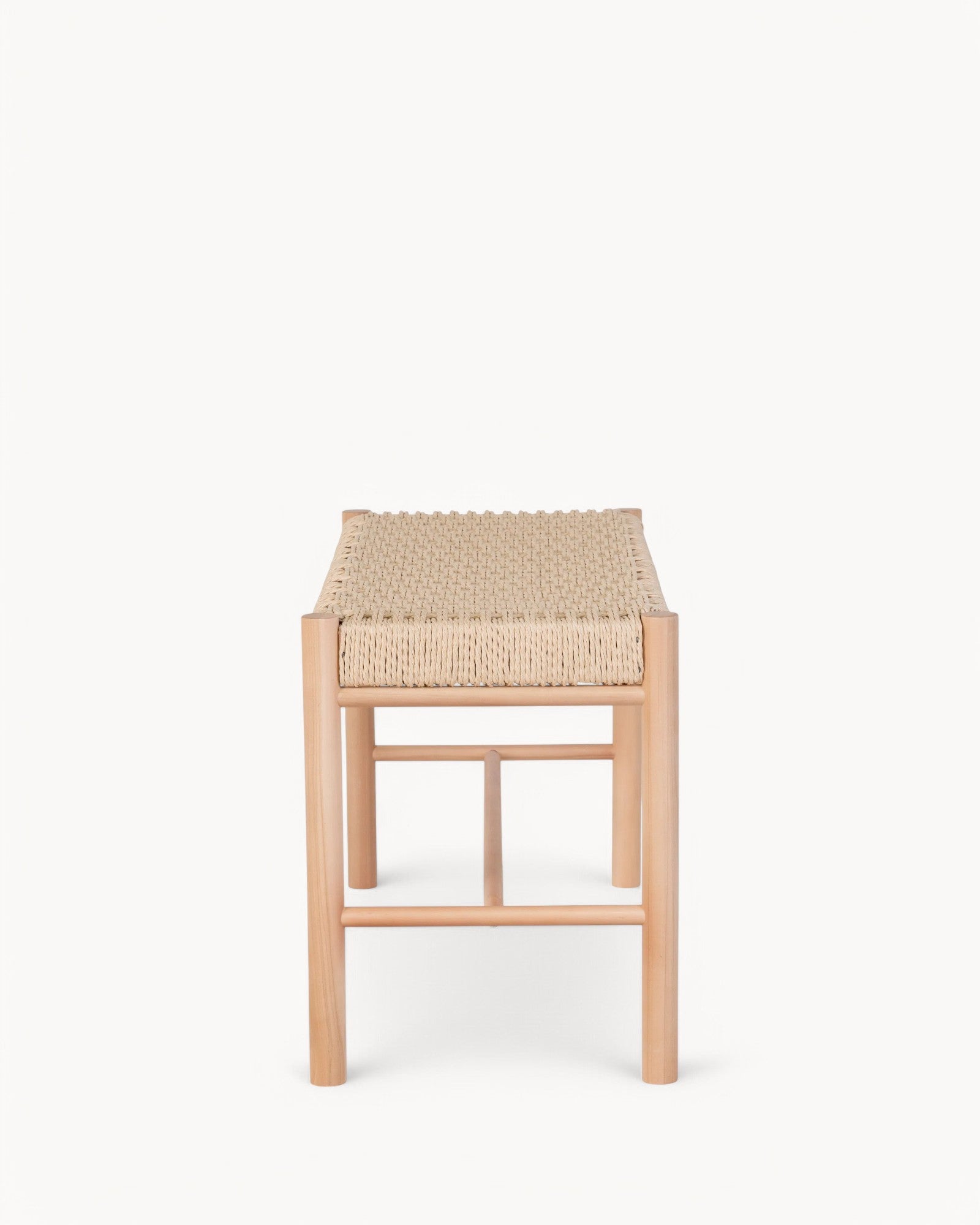 Abano Bank – Naturholz mit Rattansitz – 80 cm, Poplarholz, Beige