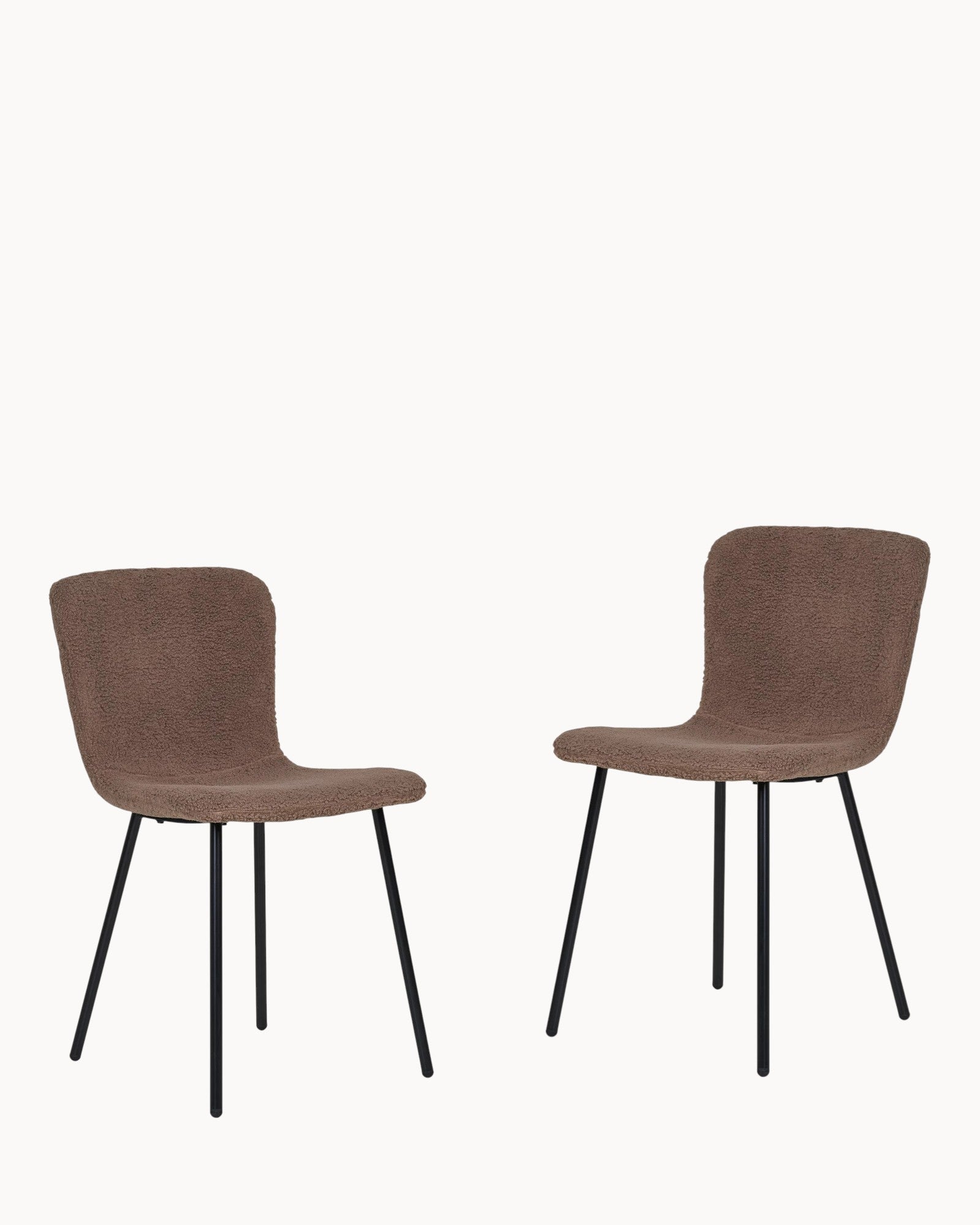 Halden Esszimmerstuhl – dunkelbraunes Kunstfell – 2er-Set – schwarze Beine