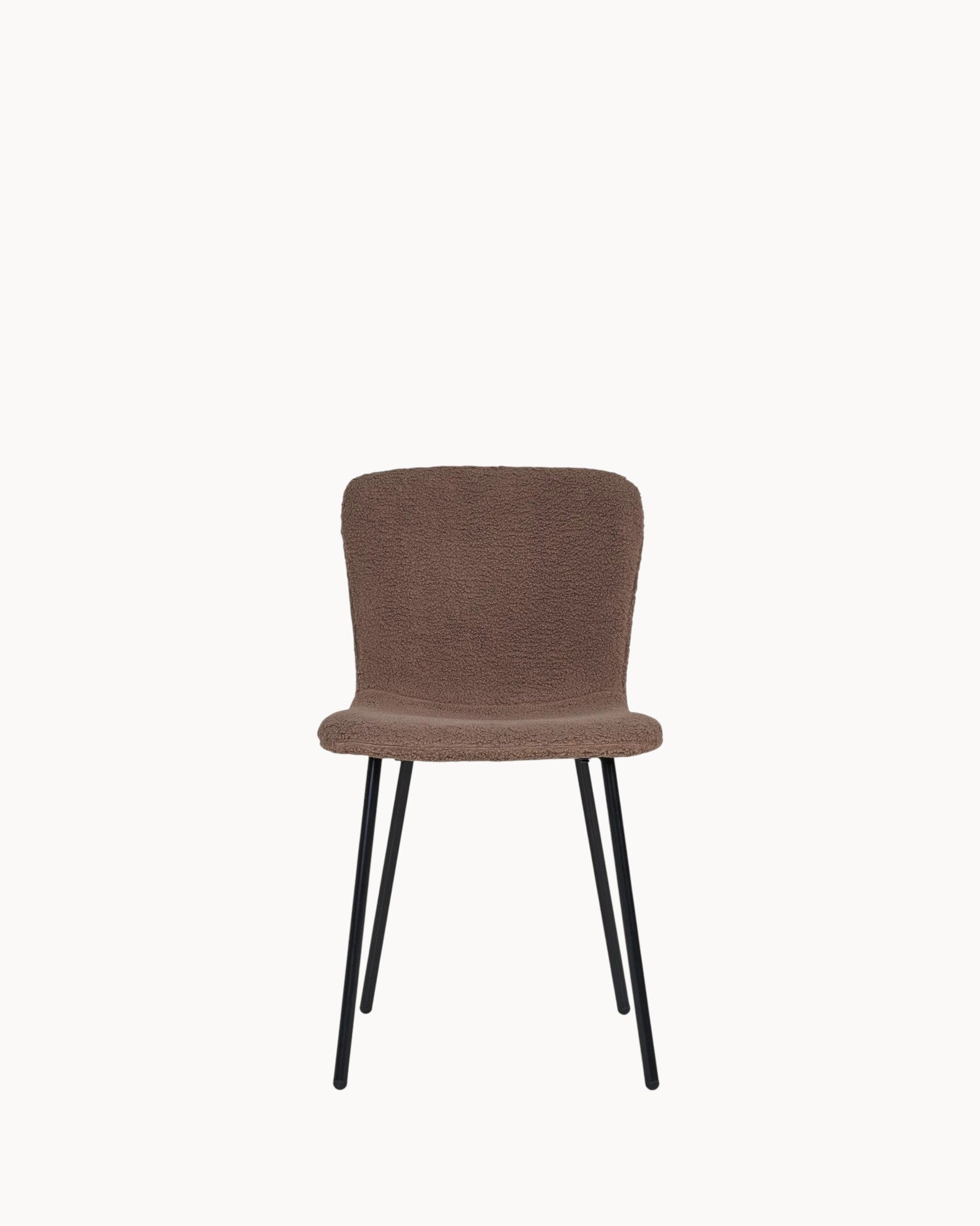 Halden Esszimmerstuhl – dunkelbraunes Kunstfell – 2er-Set – schwarze Beine