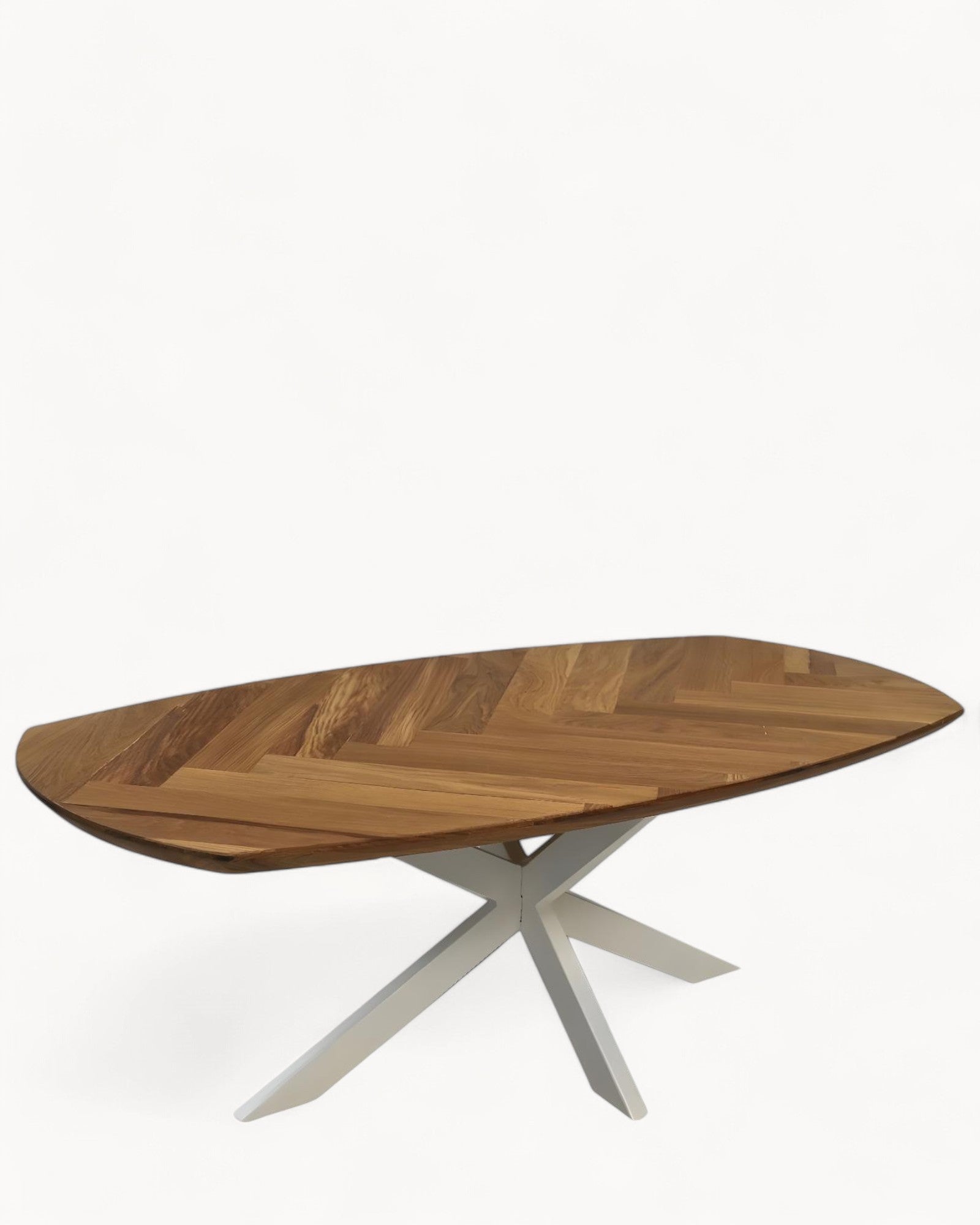 Couchtisch Fishbone Danish - 120x60x43 - Eiche/Metall - Natur/Weiß