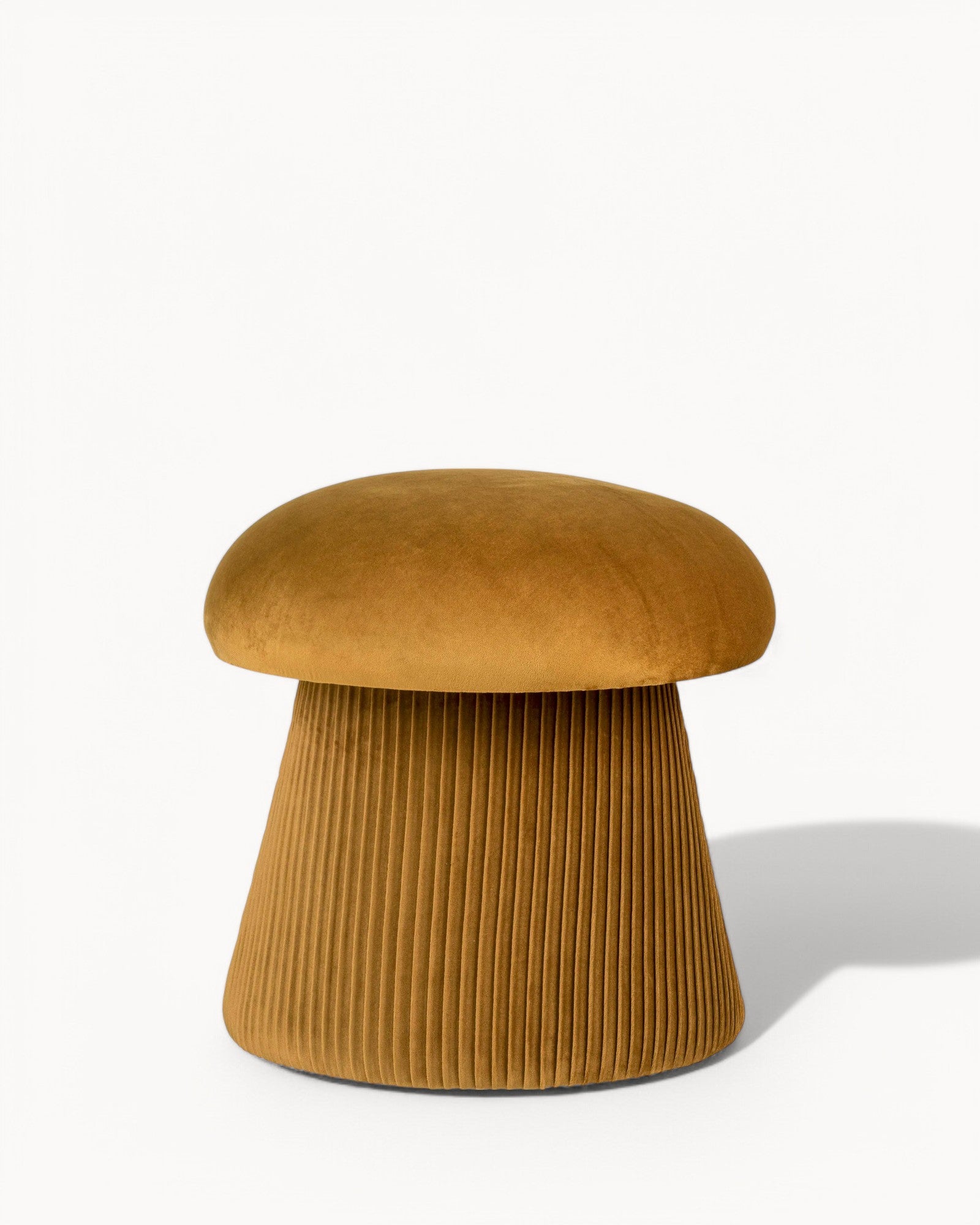 Hampton Pouf – Samt, Ocker, Ø41x39 cm – Kompakter Sitzhocker