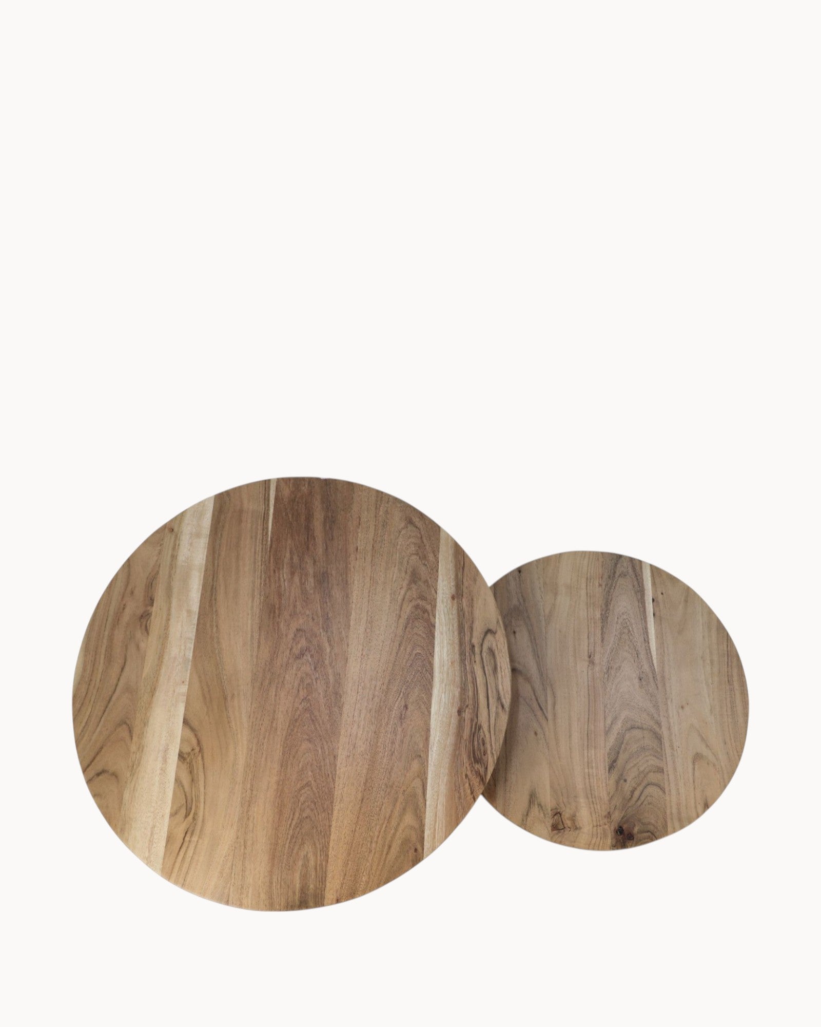 Rundtische Zürich Set – Acacia Holz & Metall – 60 cm & 45 cm – Natur/Schwarz