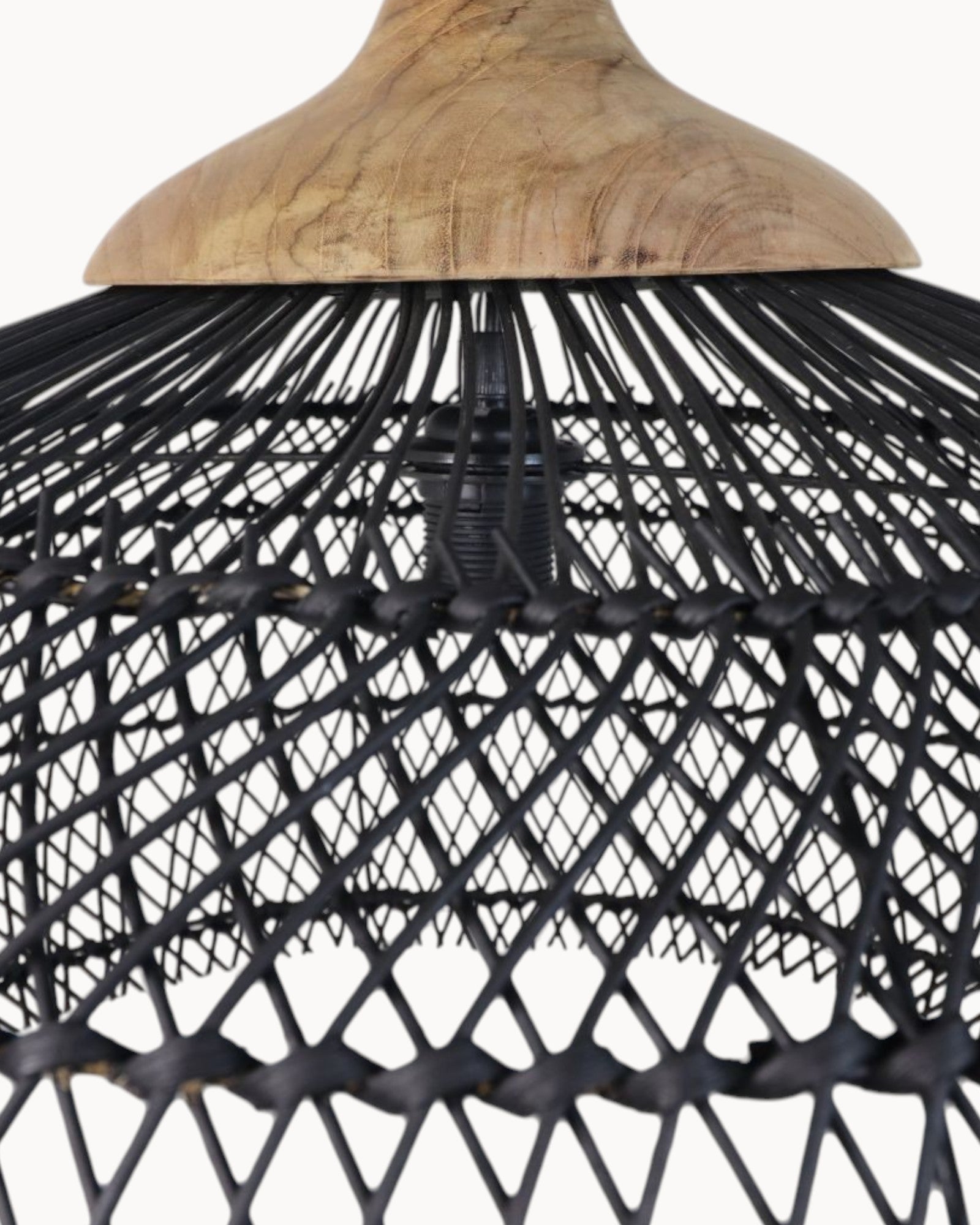 Hängelampe Rattan Teak – HSM Collection – Schwarz/Natur – 65 cm