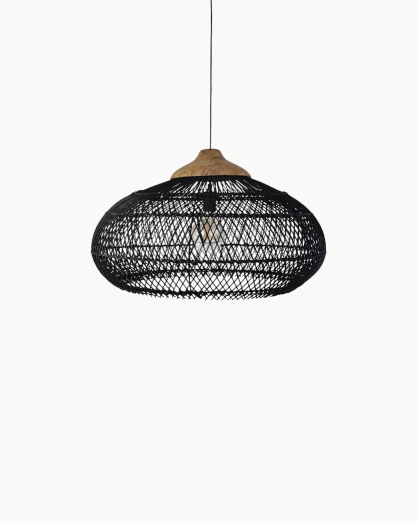 Hängelampe Rattan Teak – HSM Collection – Schwarz/Natur – 65 cm