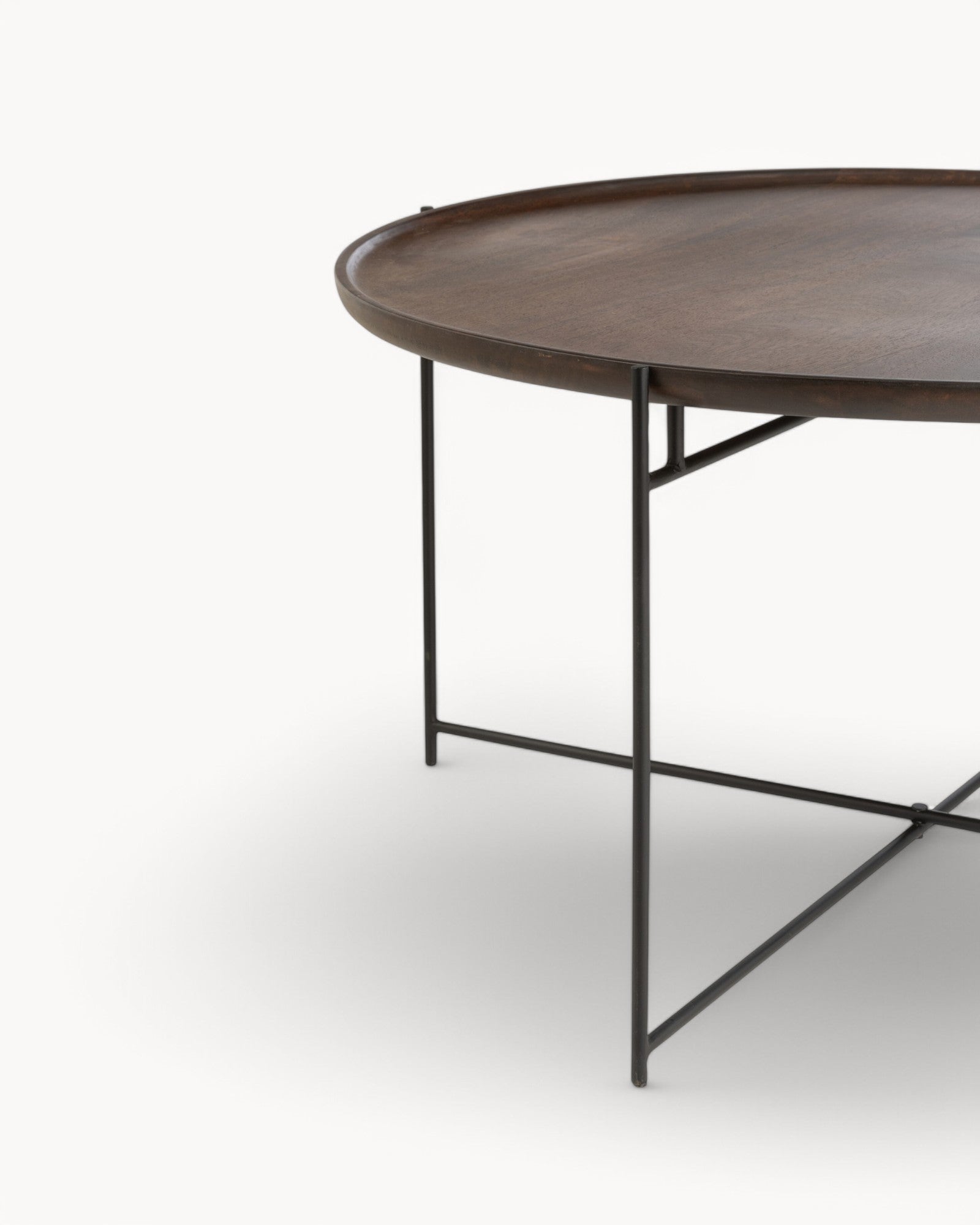 J-Line – Couchtische rund – Mango Holz & Eisen – Braun/Schwarz – 80cm