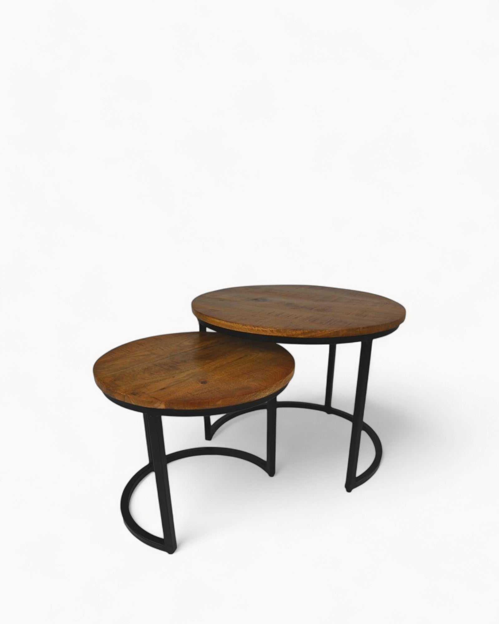 HSM Collection - Runder Couchtisch Ronin S/2 ø60/45 cm - Mangoholz/Stahl