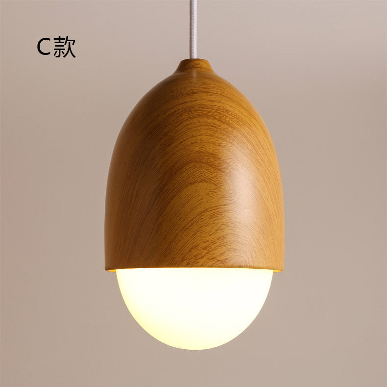 Moderne Pendelleuchte in Nussform – Dekorative Hängelampe mit Glas & Holzoptik
