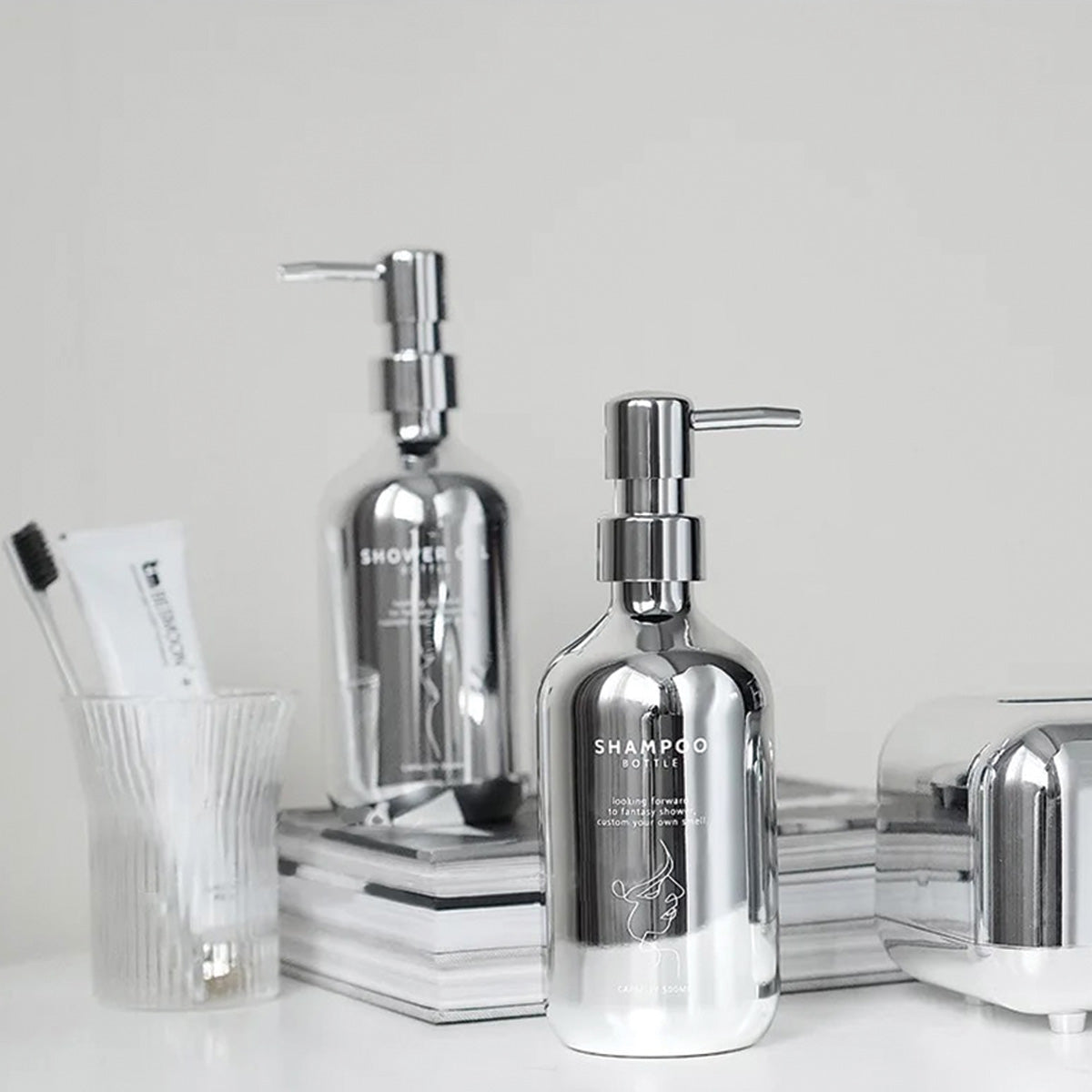 Chrom-Seifenpumpen-Set
