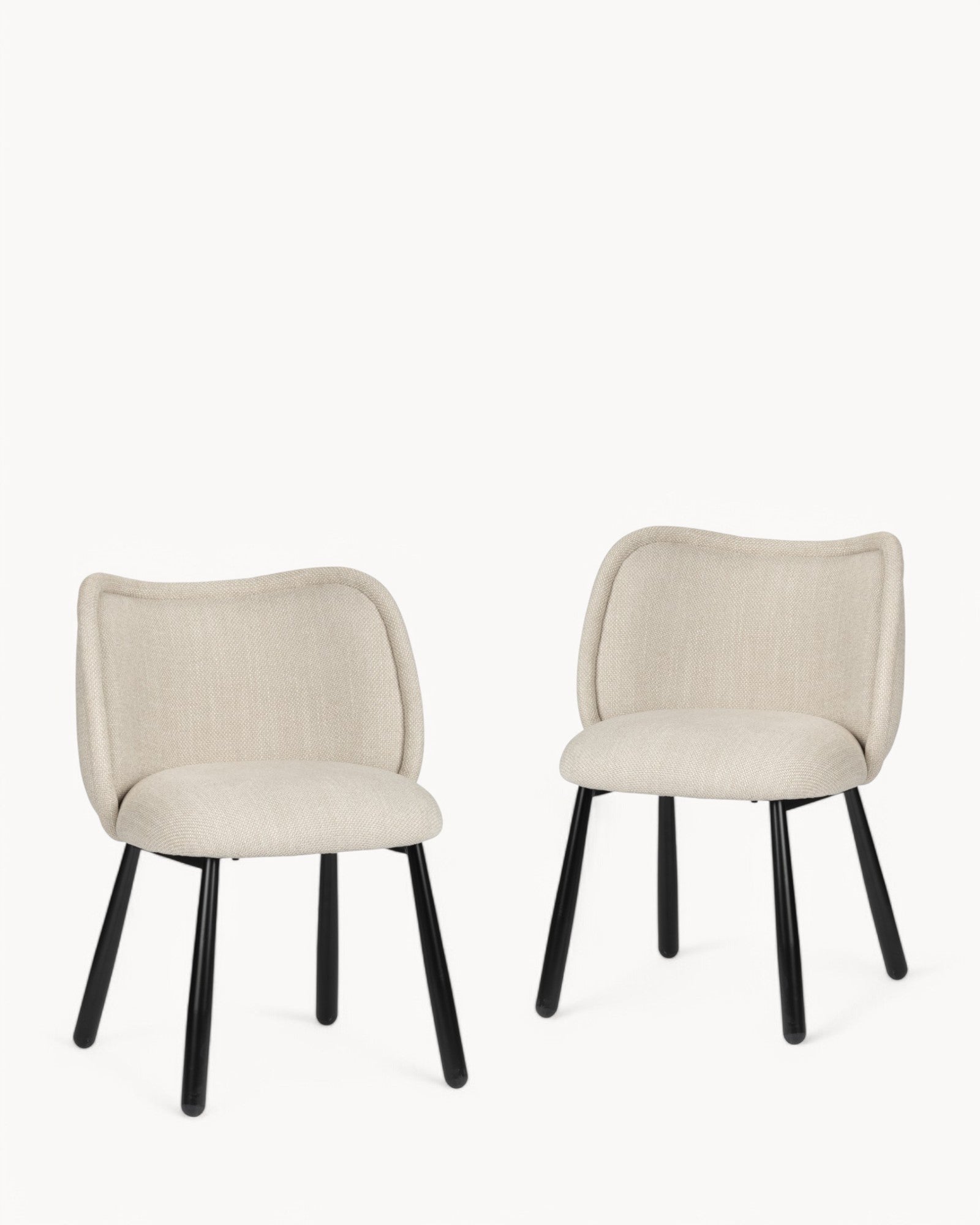 Panda-Stuhl beige – ergonomisch, 2er-Set mit schwarzem Stahlgestell